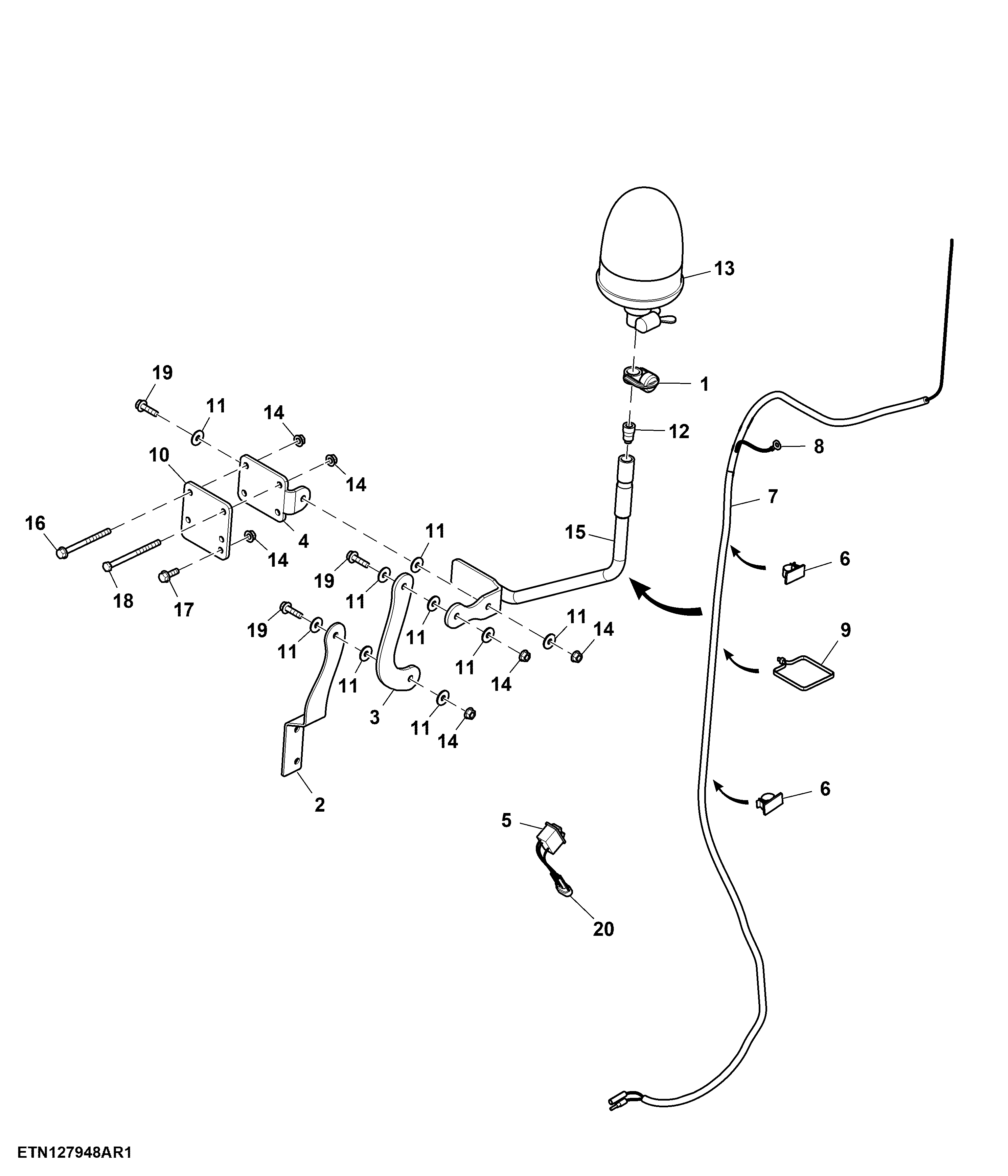 Revolving Light W/ Foldable ROPS, OOS (For Europe)