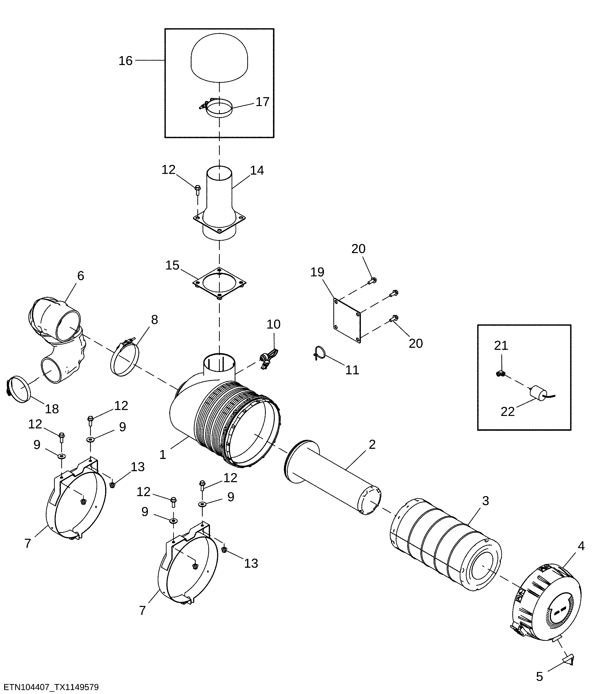 Air Intake System with Precleaner (Engine 6068HDW74-RE556457)