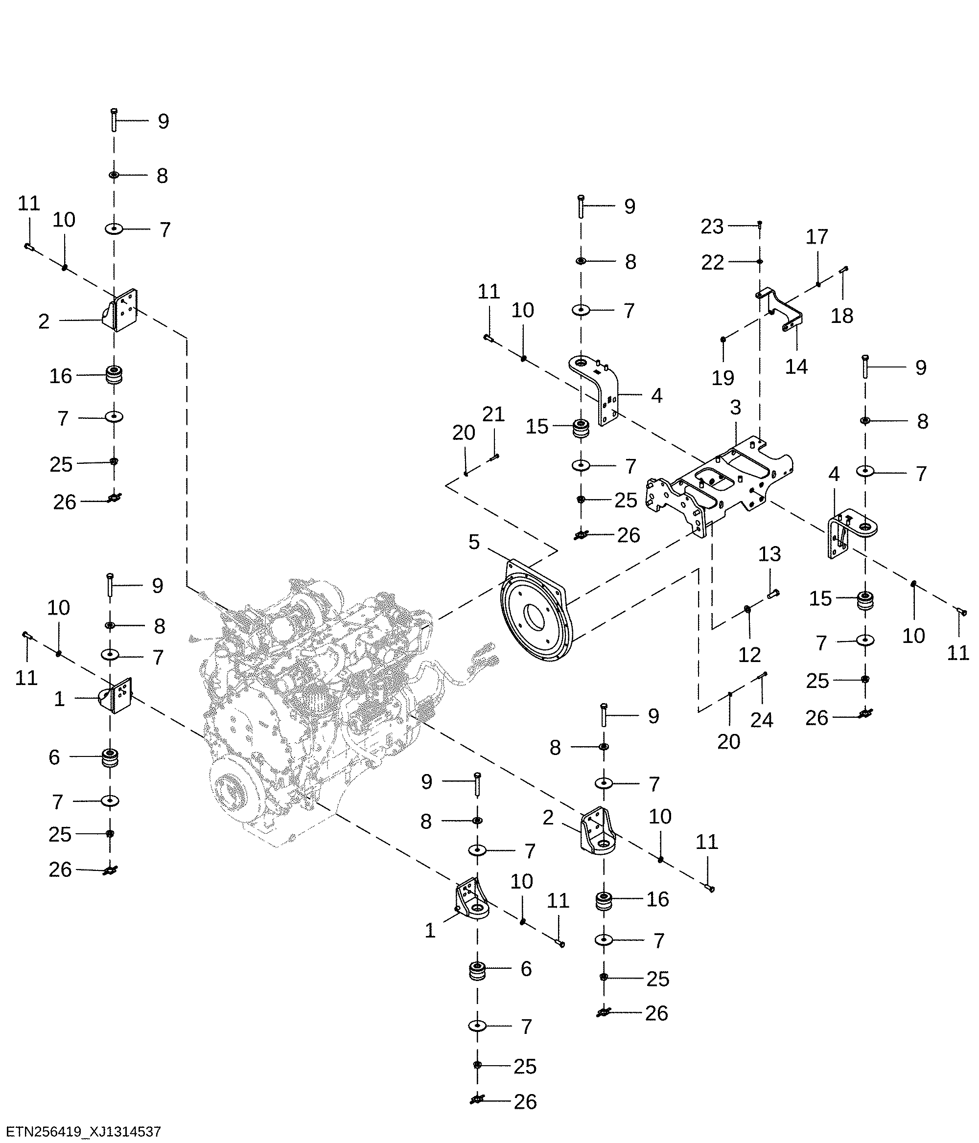 Engine Mounting Supports and Isolator (409642 - )