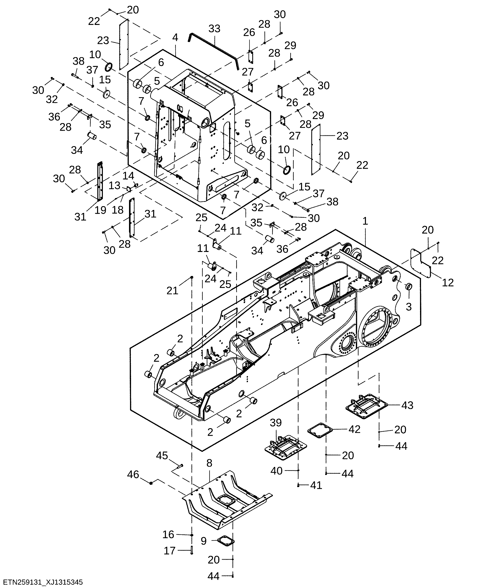 Main Frame and Bottom Guards Waste Handler (409642 - )
