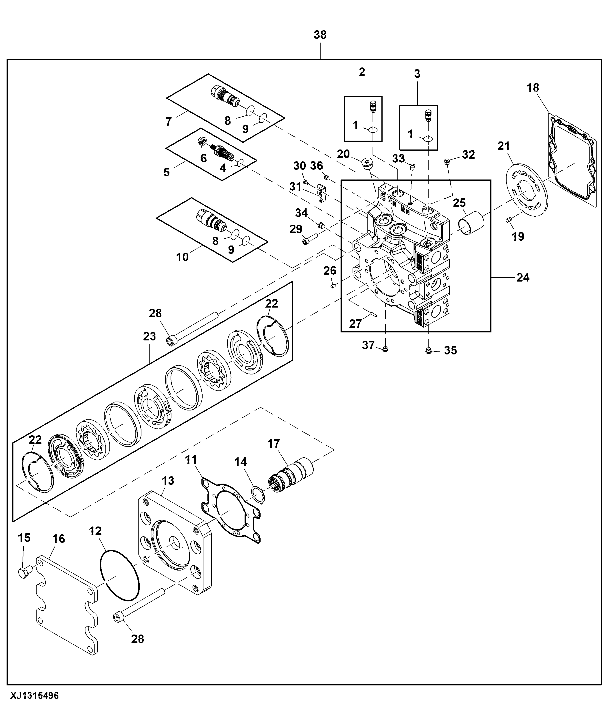 Front Hydrostatic Transmission Pump Components, 250 cc (1 of 2)