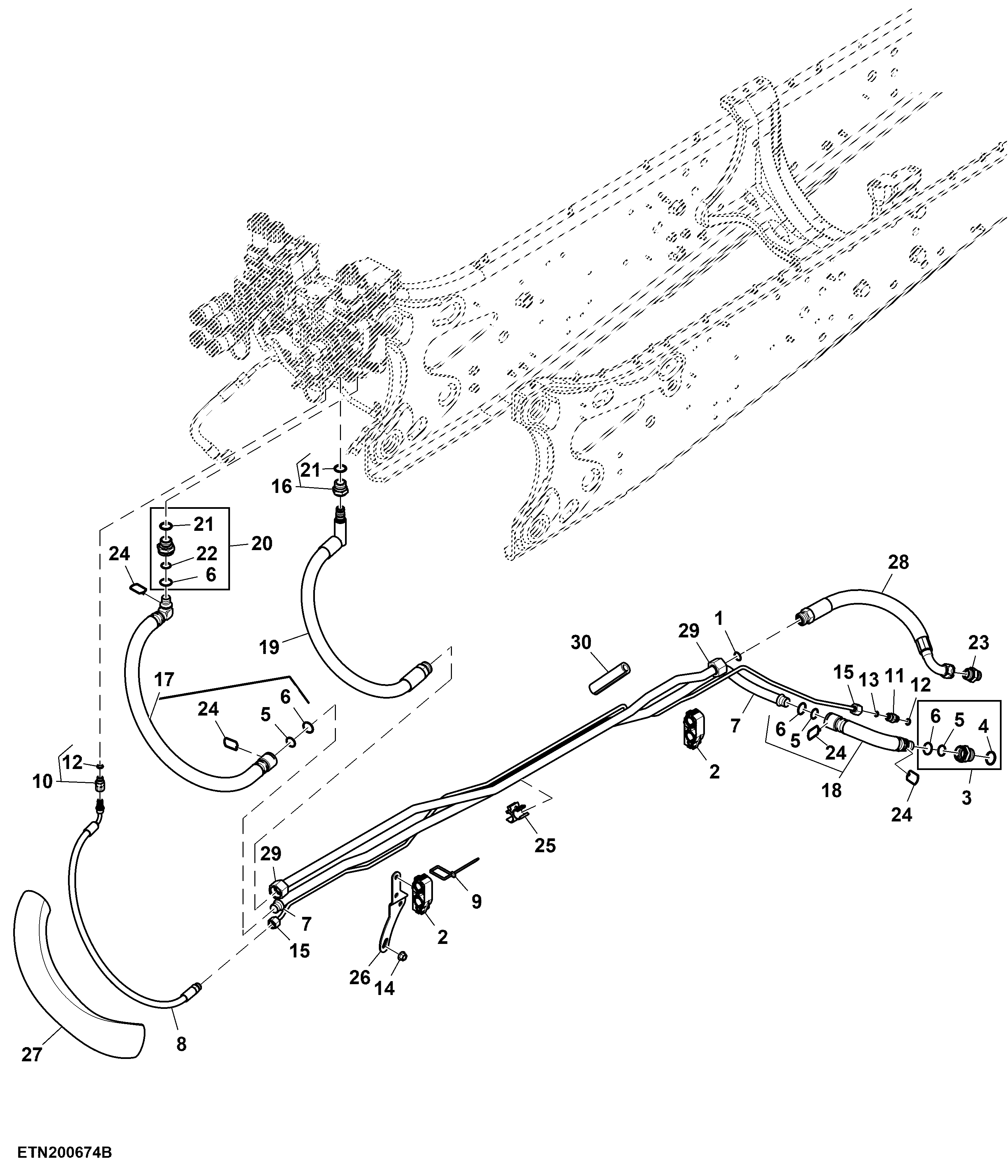 Oil Supply Lines, Midstack SCV, W/ Hydraulic Coupler, W/ PFC Hydraulic System