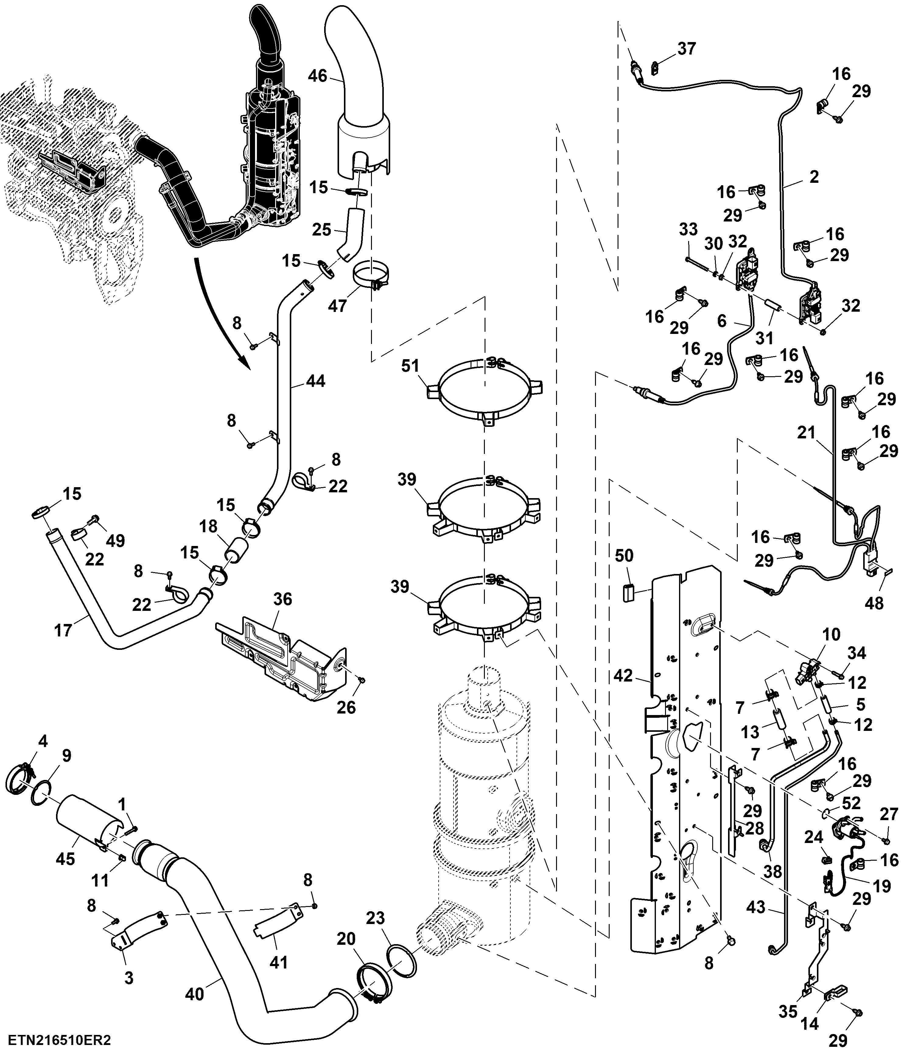 Exhaust Pipe, Exhaust System, FT4/ Stage 5 Engine ( - 804000)