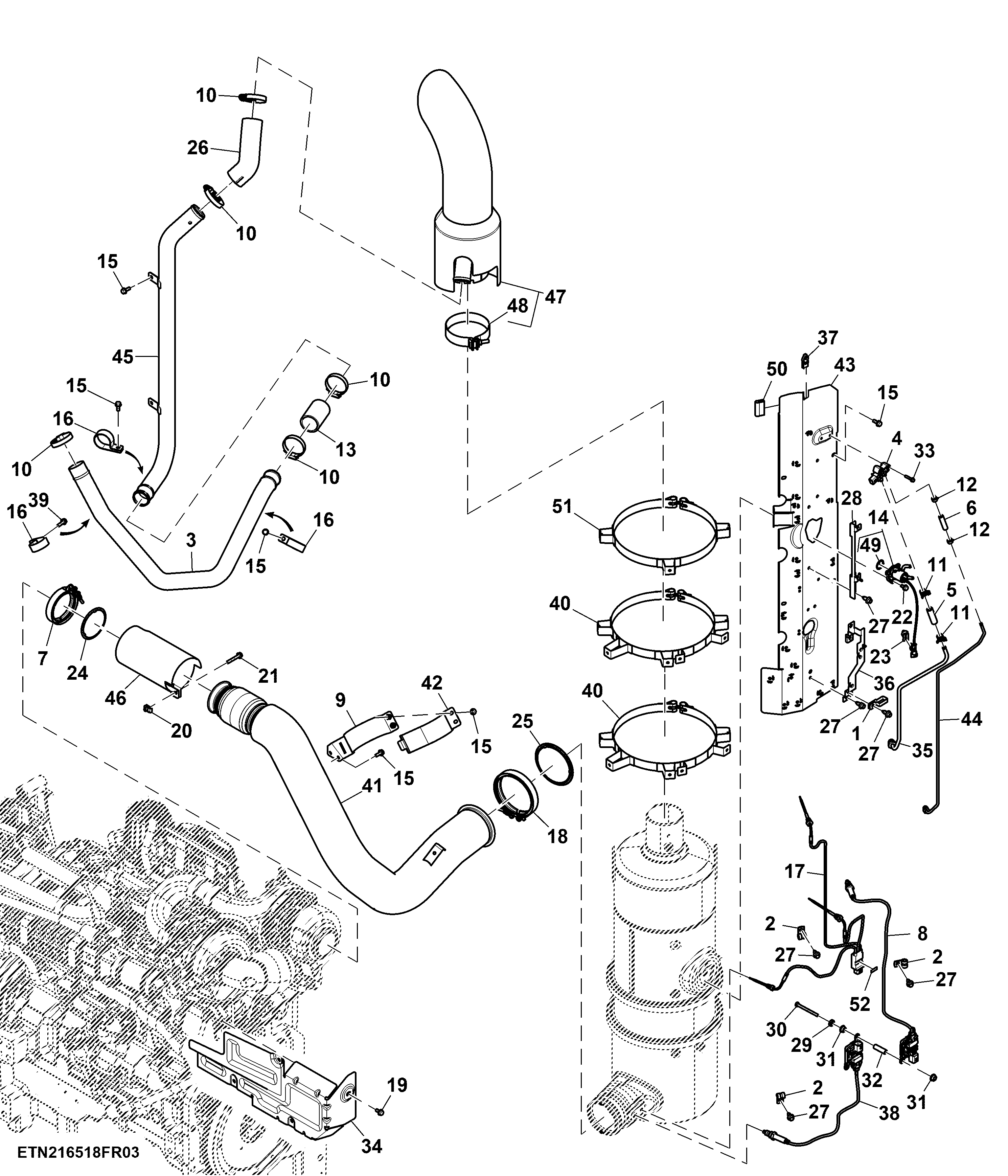 Exhaust Pipe, Exhaust System, FT4/ Stage 5 Engine ( - 927000)