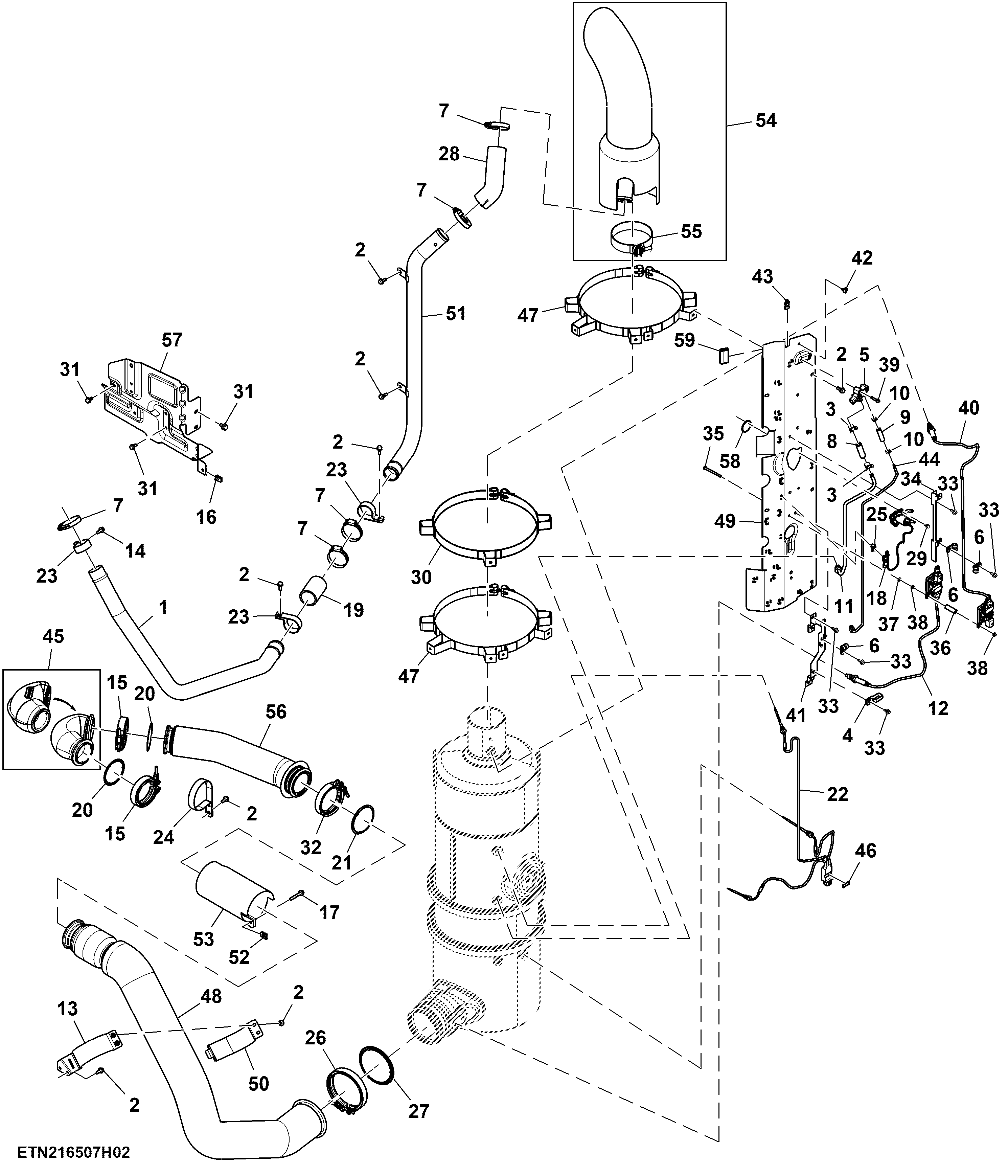 Exhaust Pipe, Exhaust System, FT4/ Stage 5 Engine ( - 200000)
