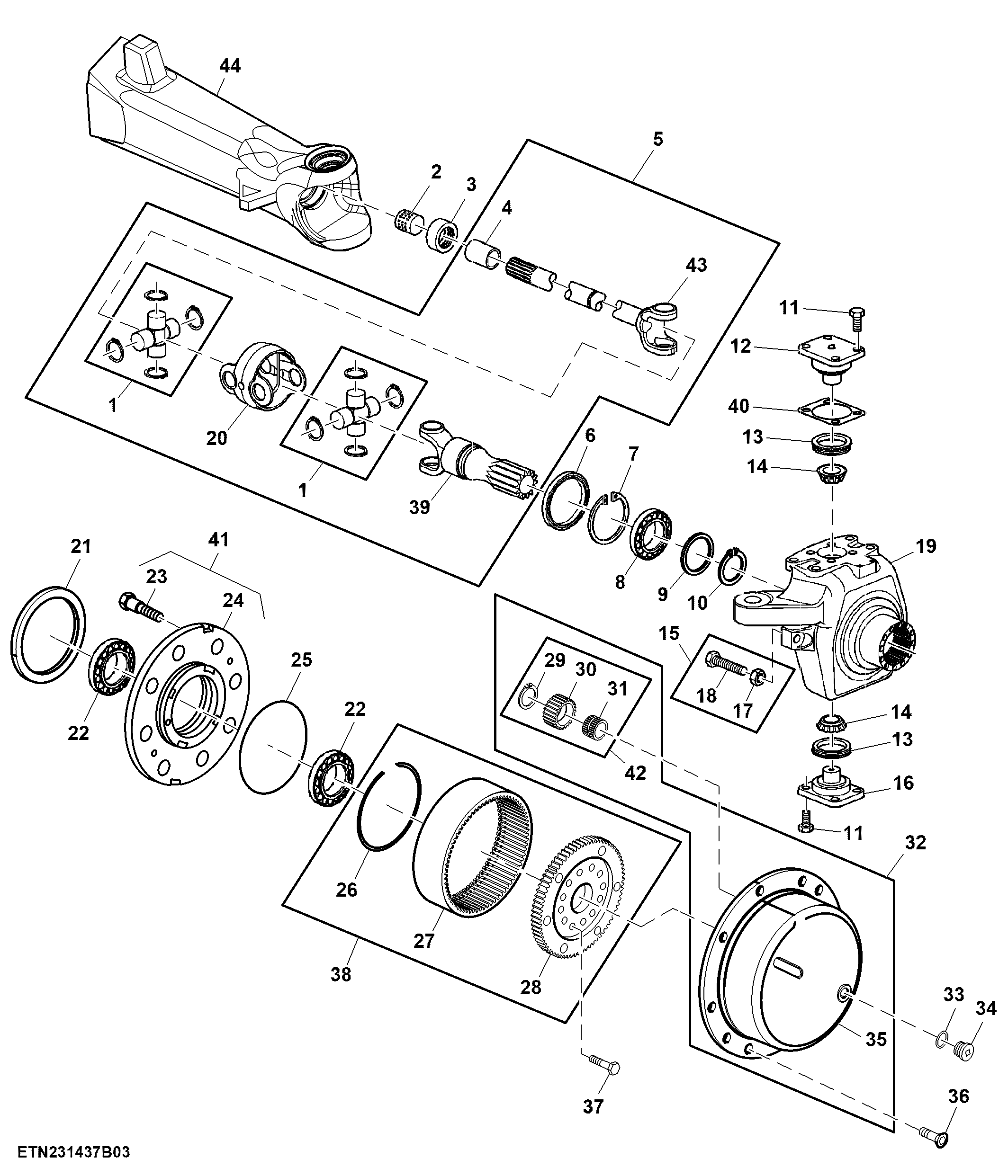 Hub Reduction, Front Axle, Standard Duty, MFWD