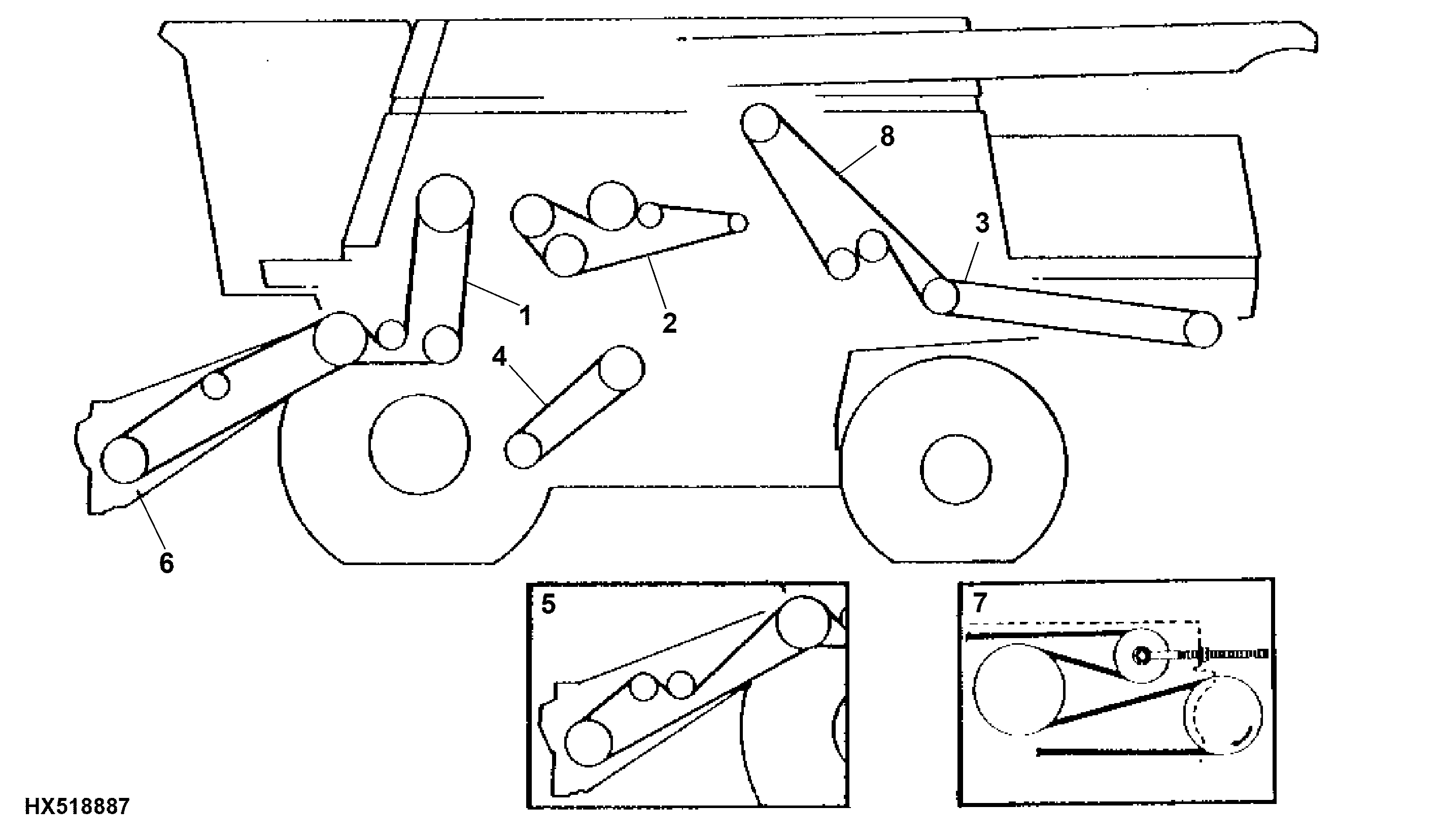 Header and Reel Pump, Unloading Augers, Straw Chopper, Cleaning Fan, Feeder House Drive Belts