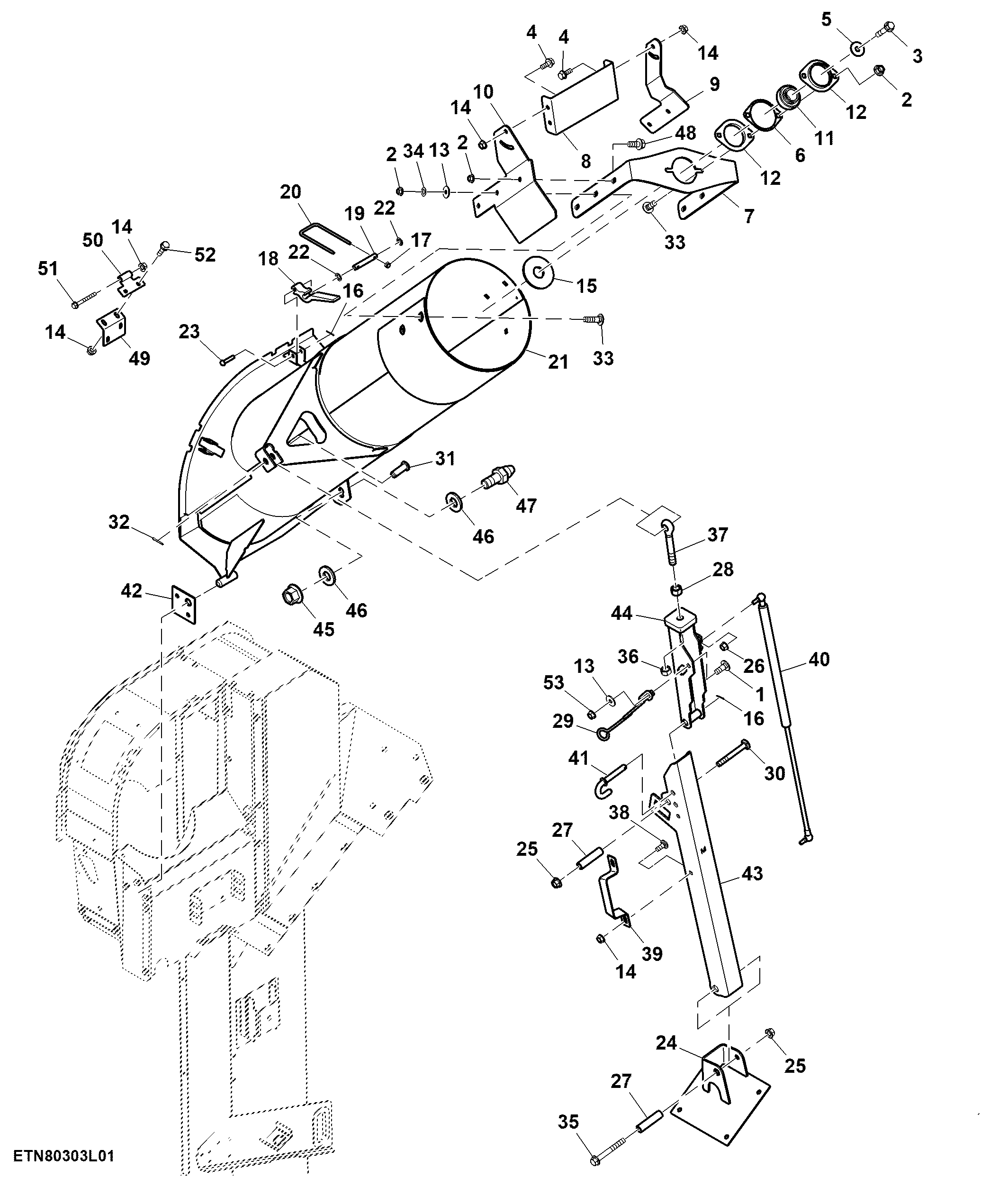 Loading Auger Housing, Manual Fold, 400 Bushels