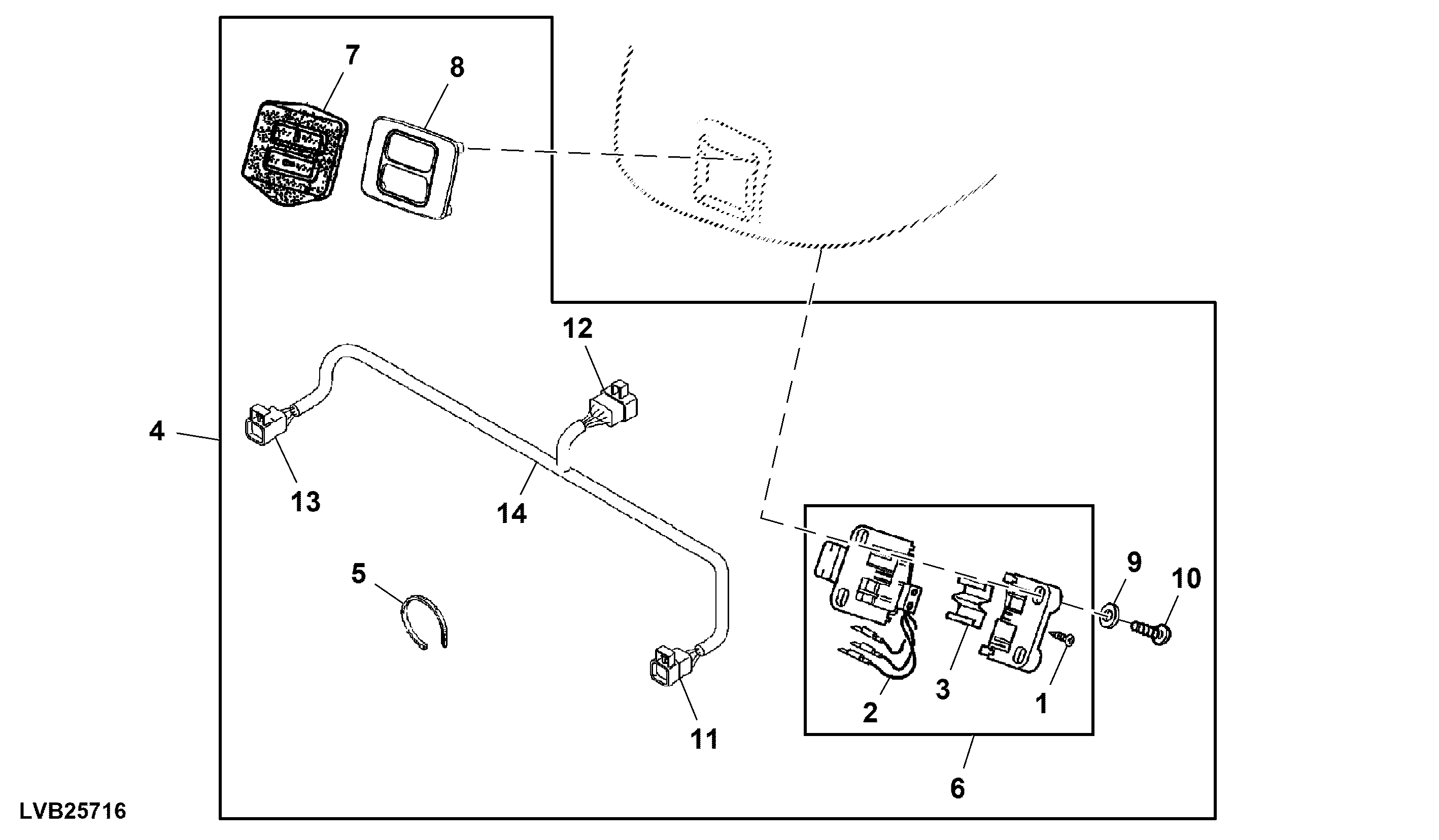 Attachment, Electro-Hydraulic Hitch Fender Switch, RH