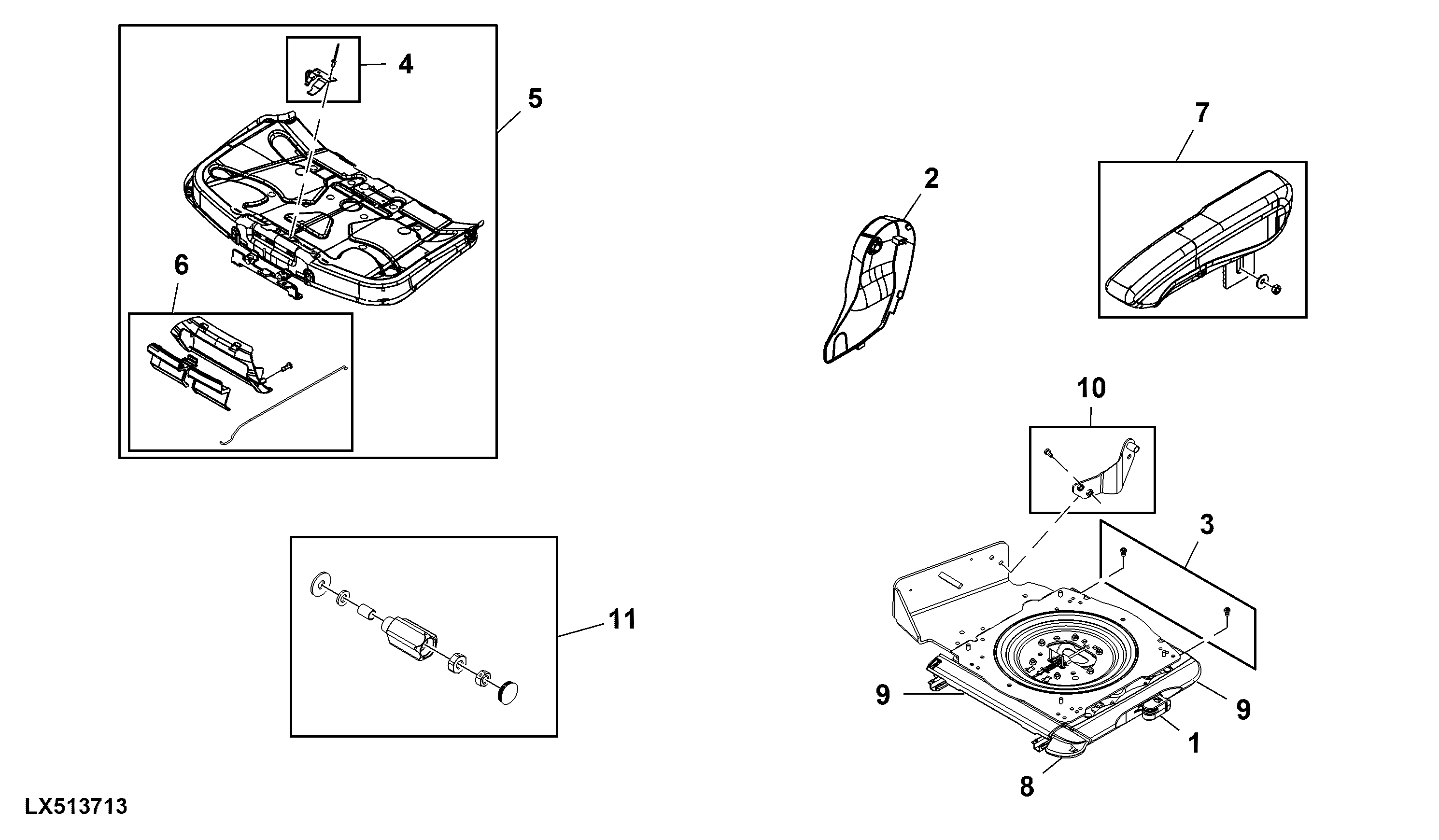 Support / Armrest, Seat, Air Suspended, W/ CommandARM™, W/ Operator Presence Switch, MSG97AL/741