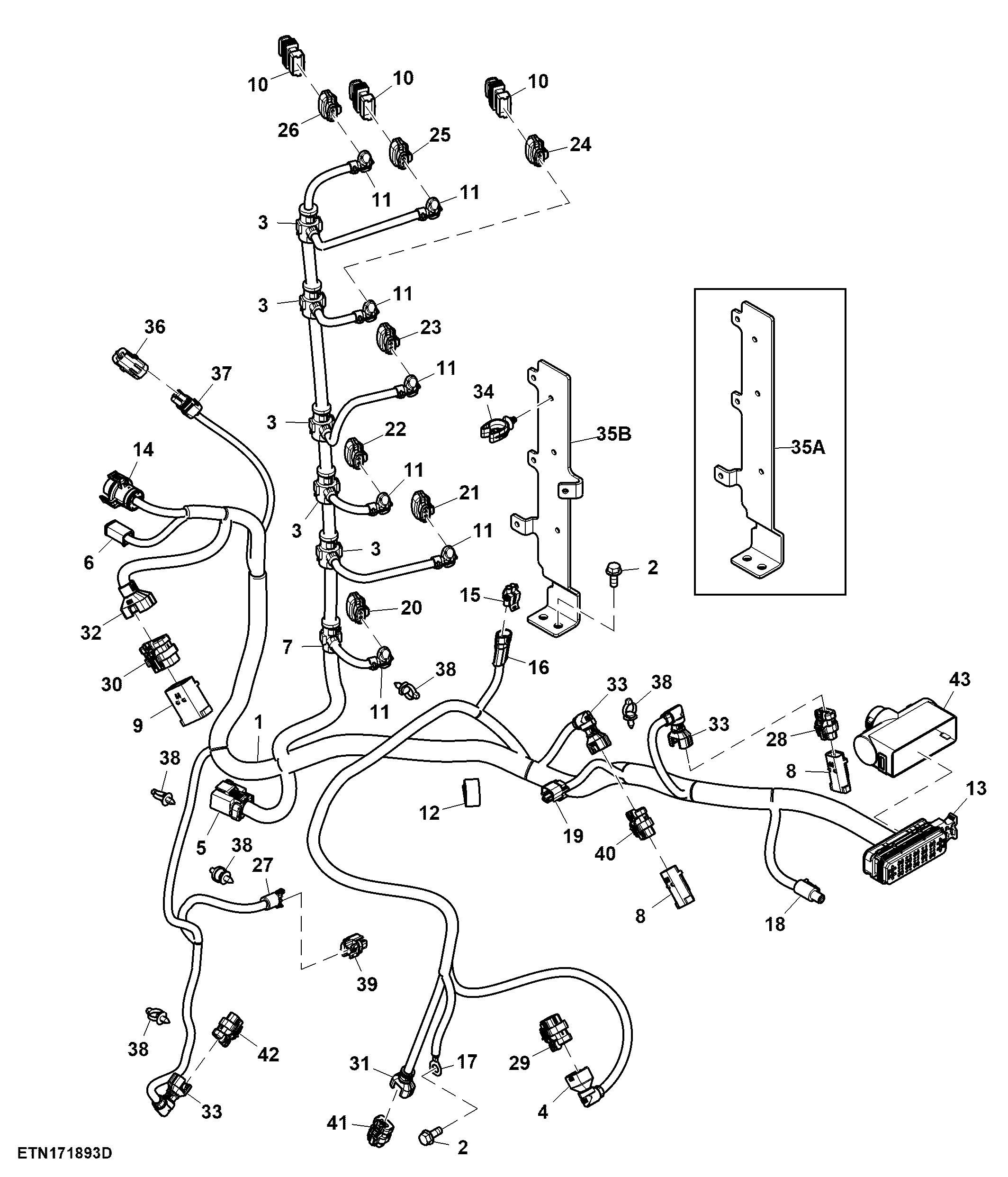 Wiring Harness, Selective Control Valve, 6 Rear SCV, W/ Hitch ( - 802000)