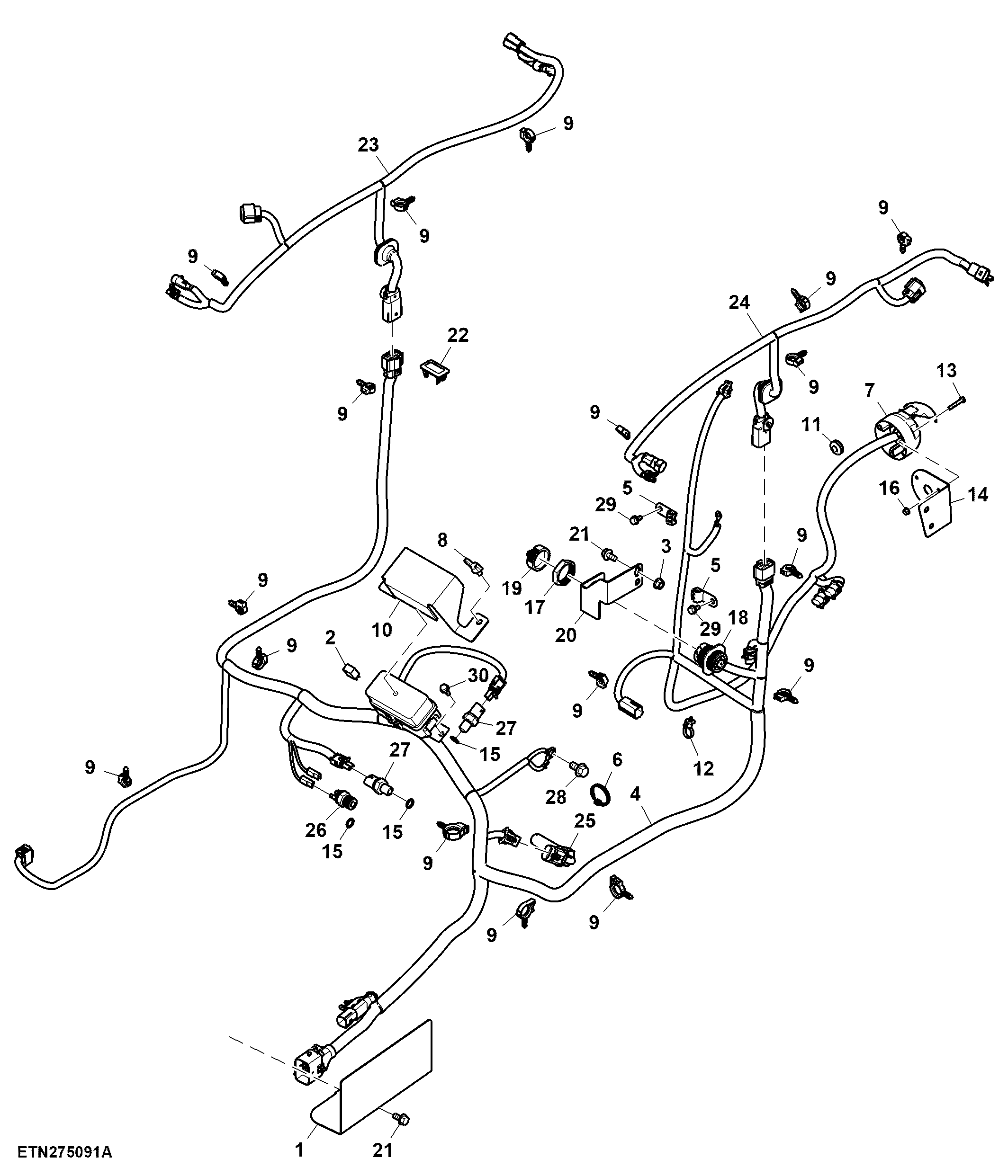 Rear Wiring Harness, W/O Rockshaft, SyncShuttle™