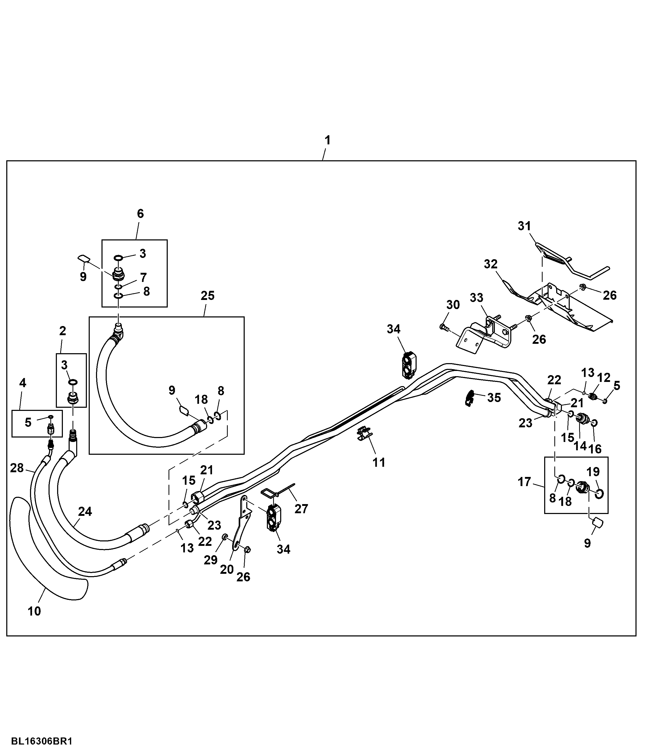 Oil Supply Lines, Midstack SCV, W/ PFC-Hydraulics, Attachment