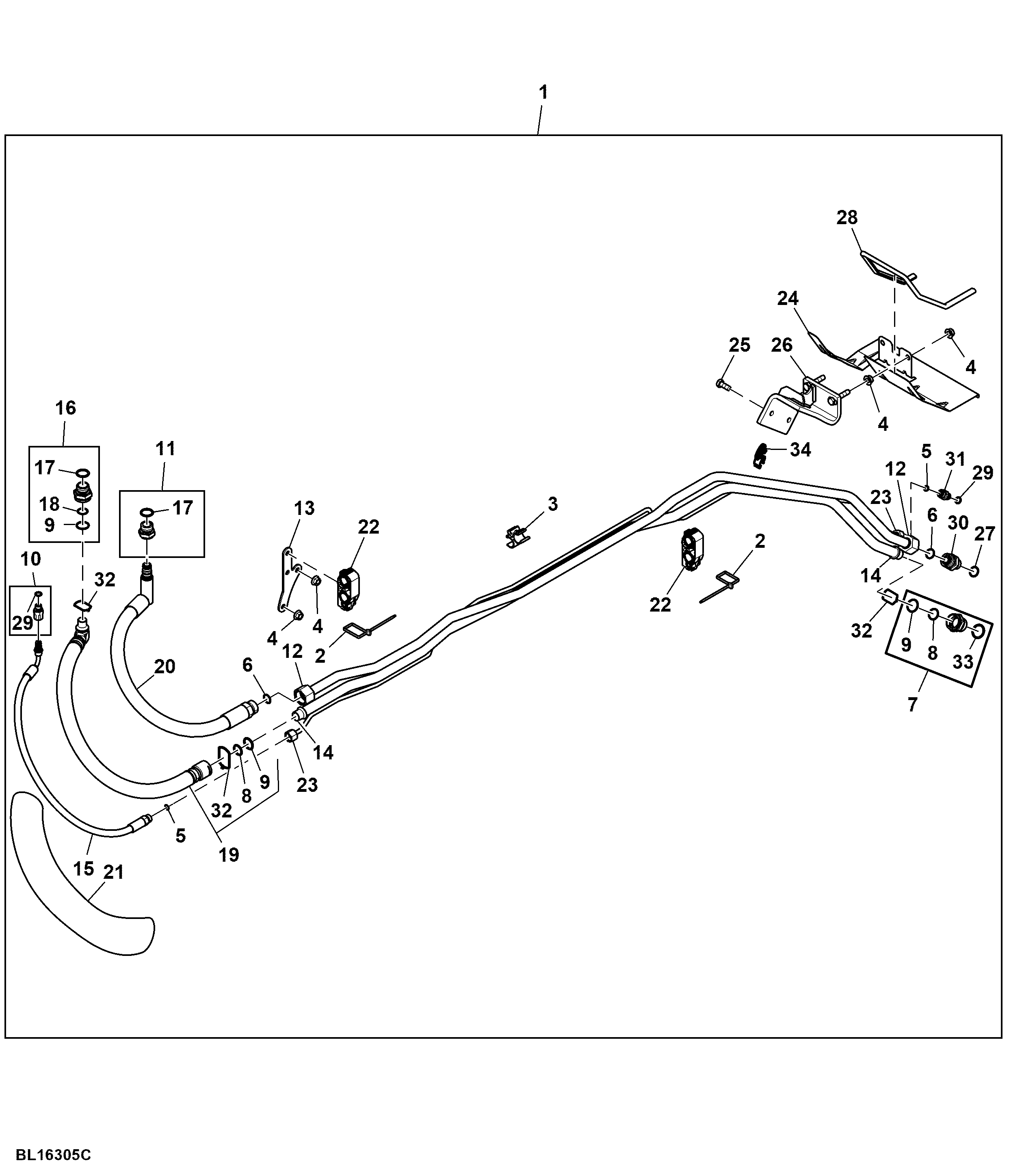 Oil Supply Lines, Midstack SCV, W/ PFC-Hydraulics, Attachment