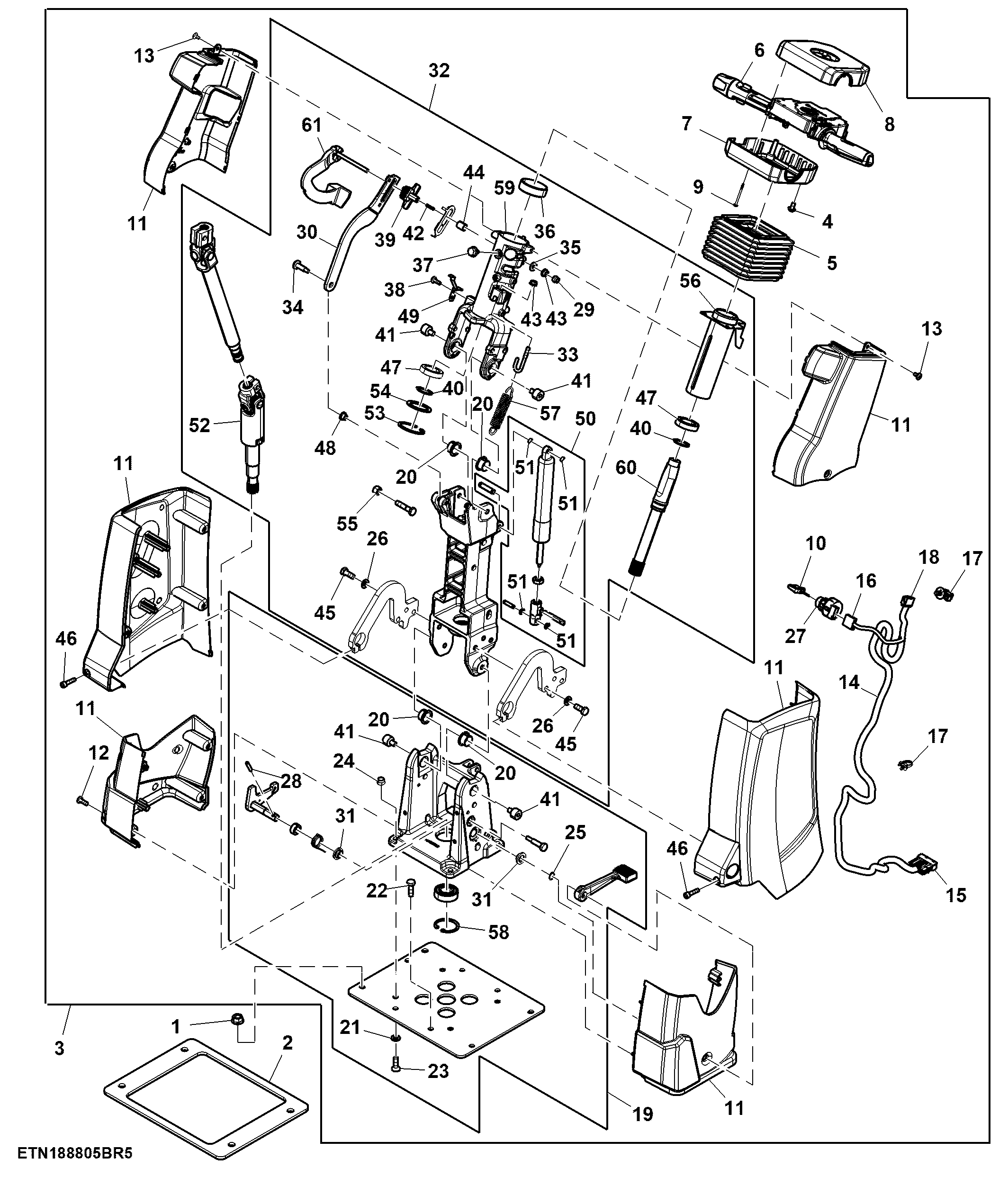 Steering Column, Dual Tilt W/ Dual Wiper Control
