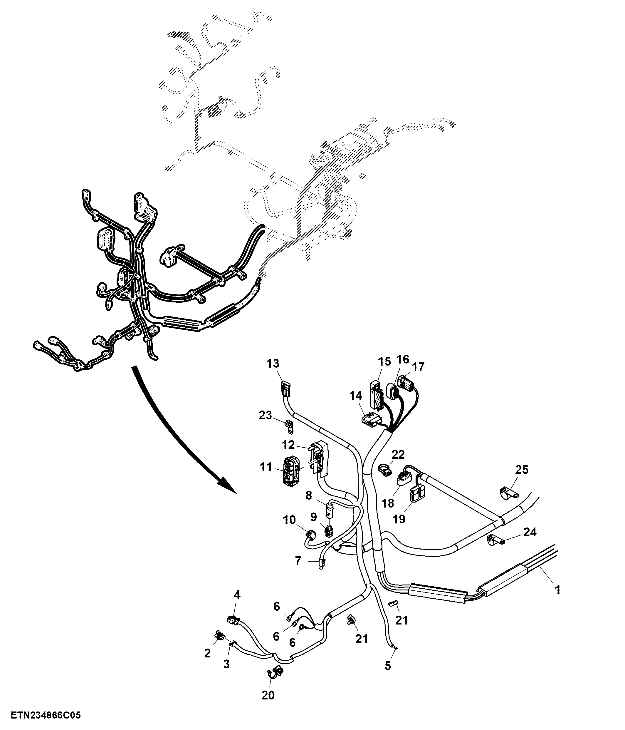 Cab Wiring Harness, PowrReverser™ (5/8) (012460 - )