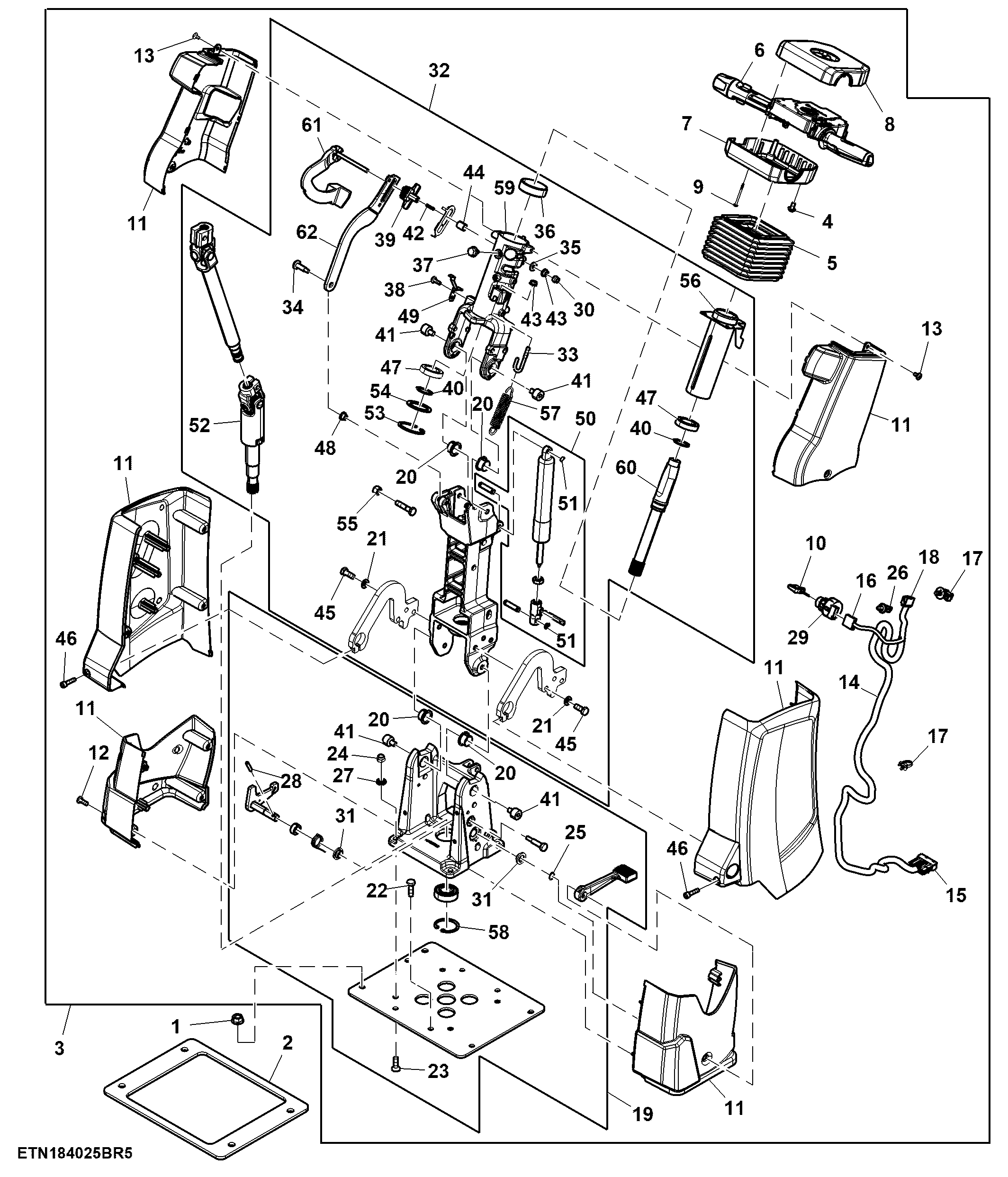 Steering Column, Dual Tilt W/ Single Wiper Control