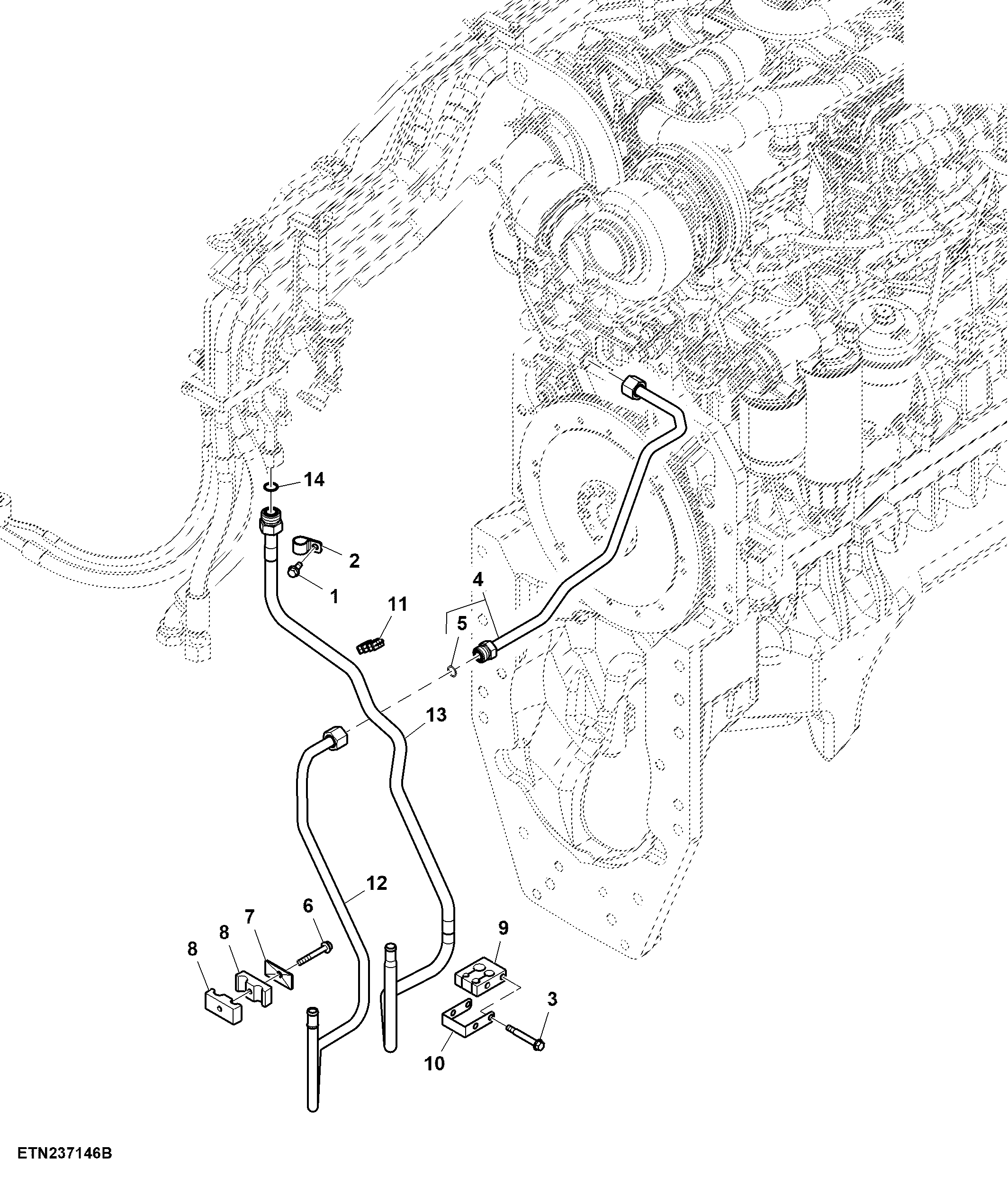 Auxiliary Coolant Line, T2/ T3 Engine (804001 - )