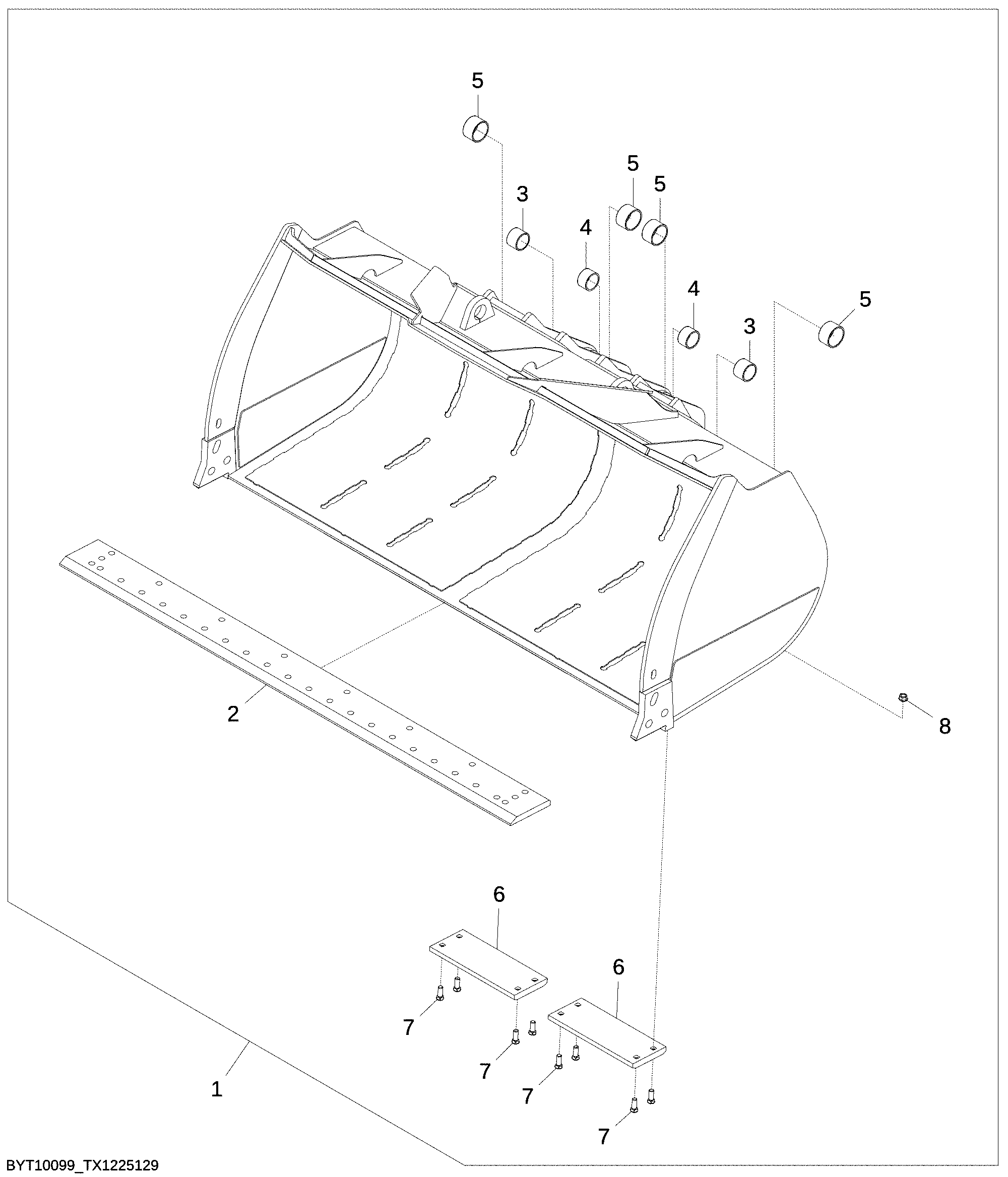 Bucket 5.7 m³ (7.5 yd³) with Wear Plates Kit