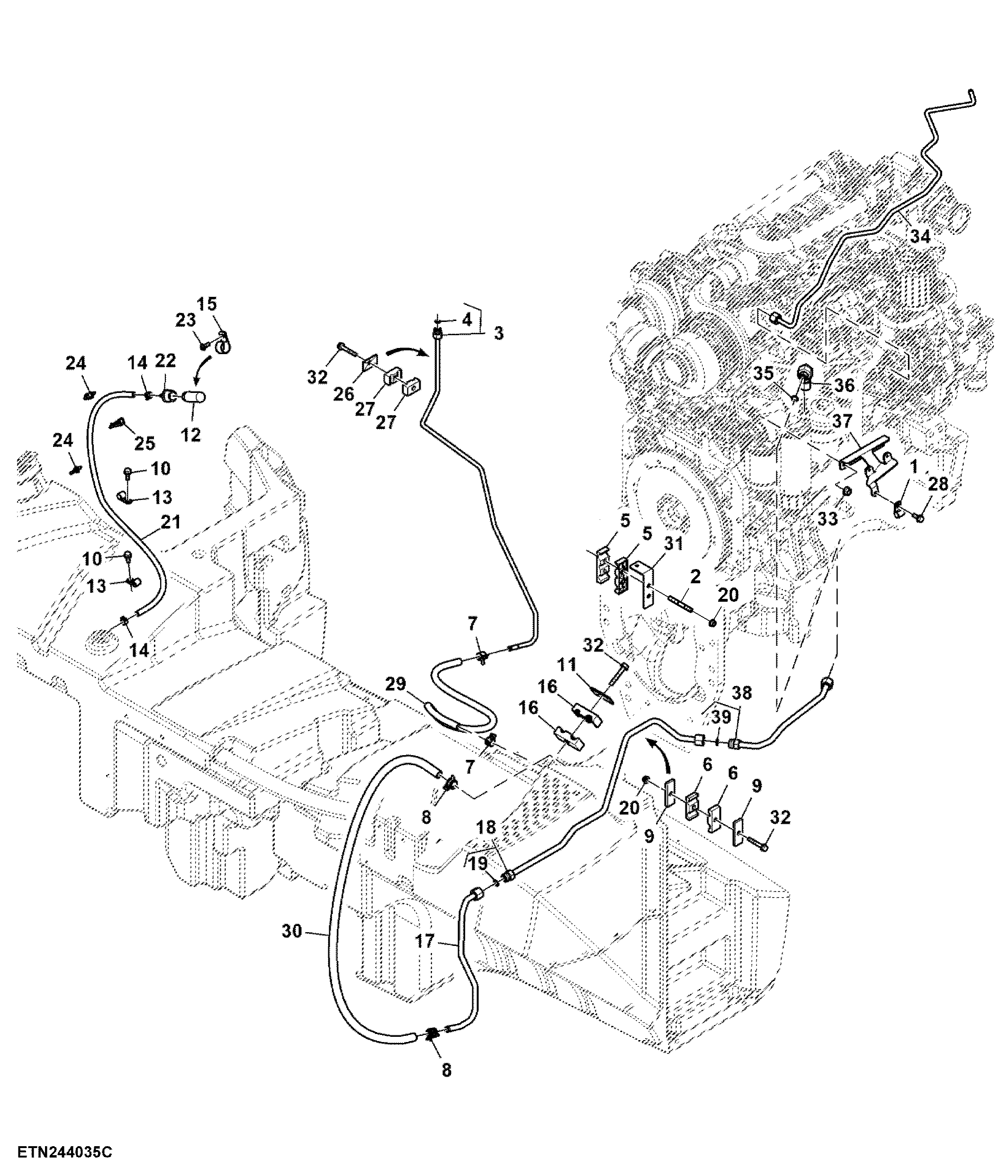 Fuel Line, W/O Water Separator, FT4 / Stage 5 Engine (804001 - )