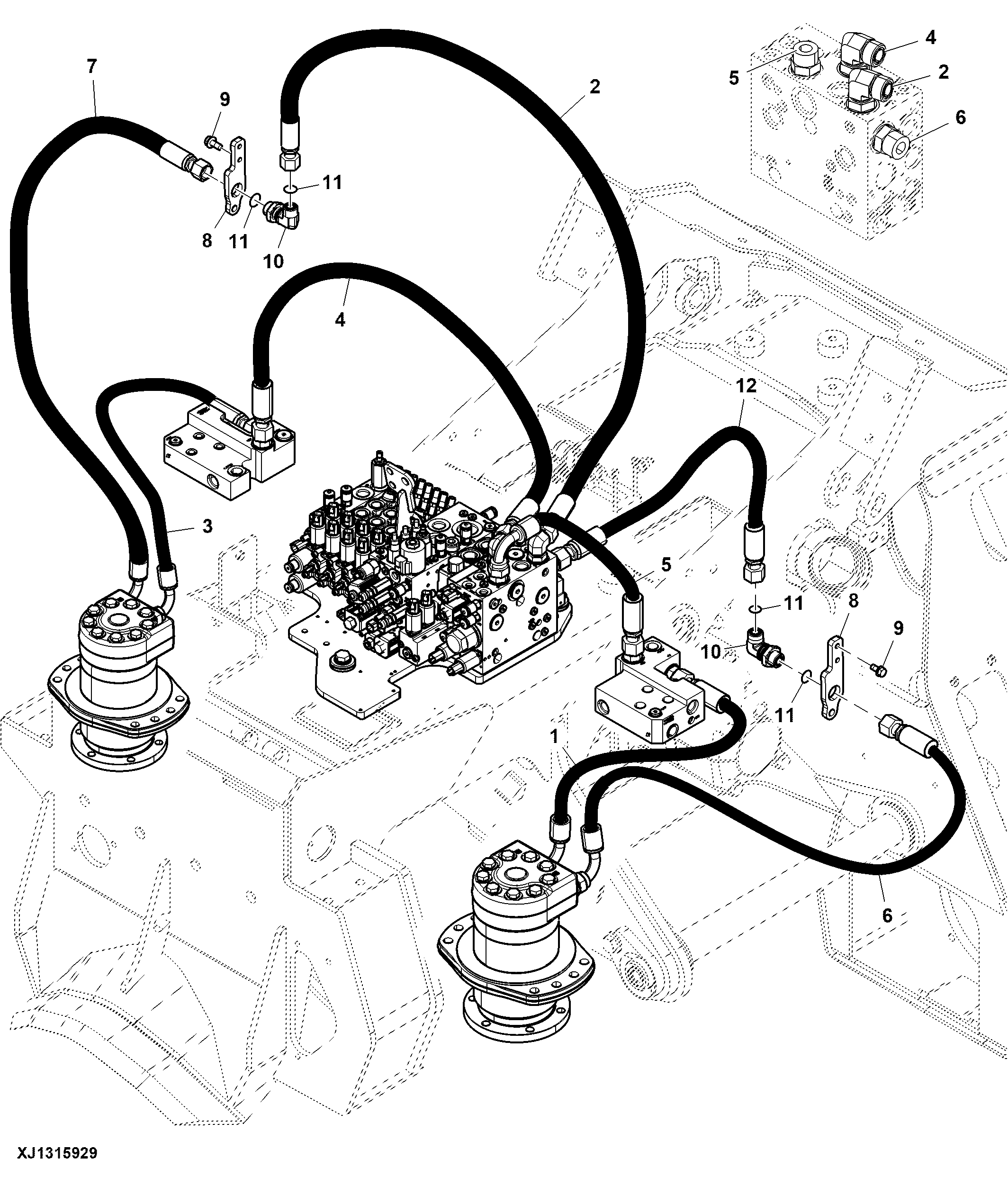 Fixed Feed Manifold and Feed Arm Motor Hoses