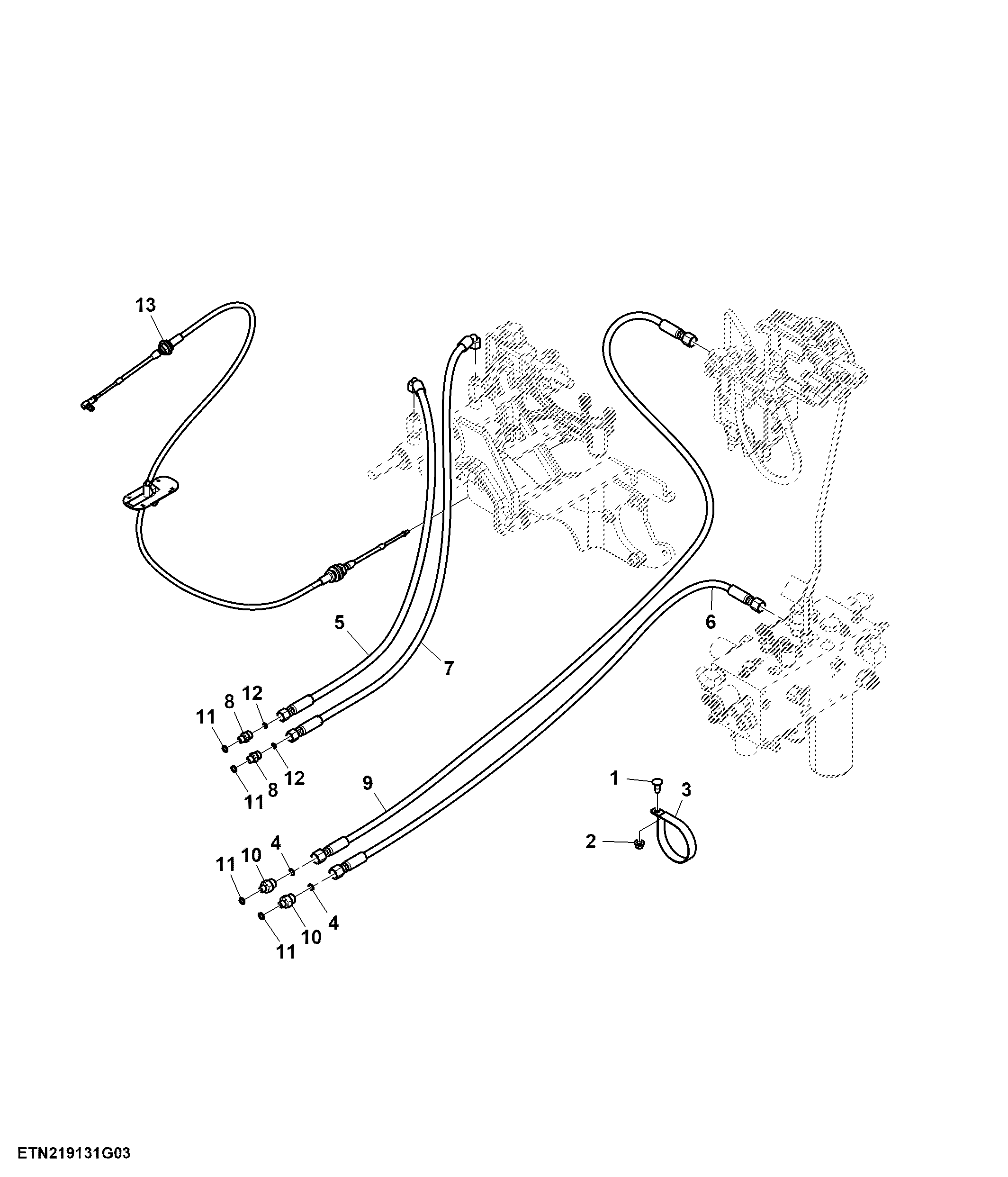Steering System Lines, AutoTrac™, W/ Back Up Pump (3 / 3)