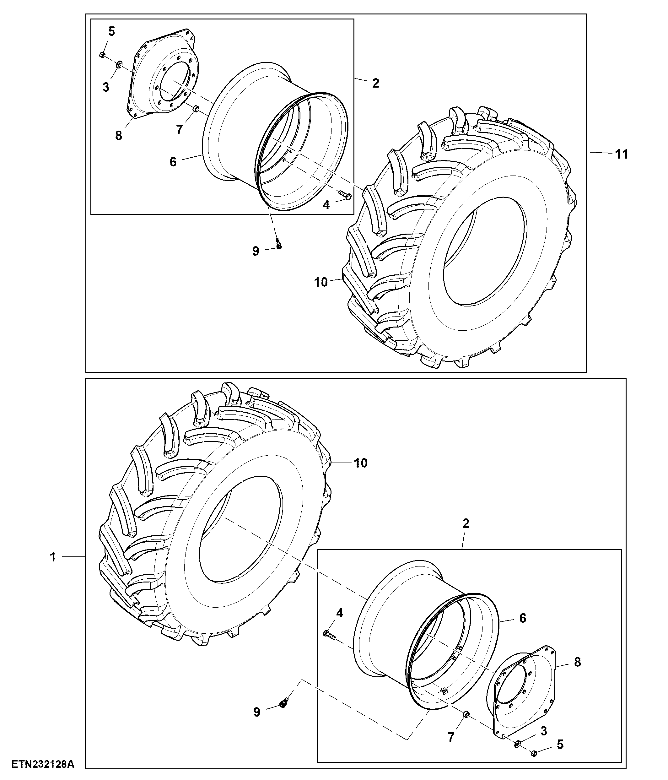 Front Wheels, W15 X D24, Tire W420/85 X R24