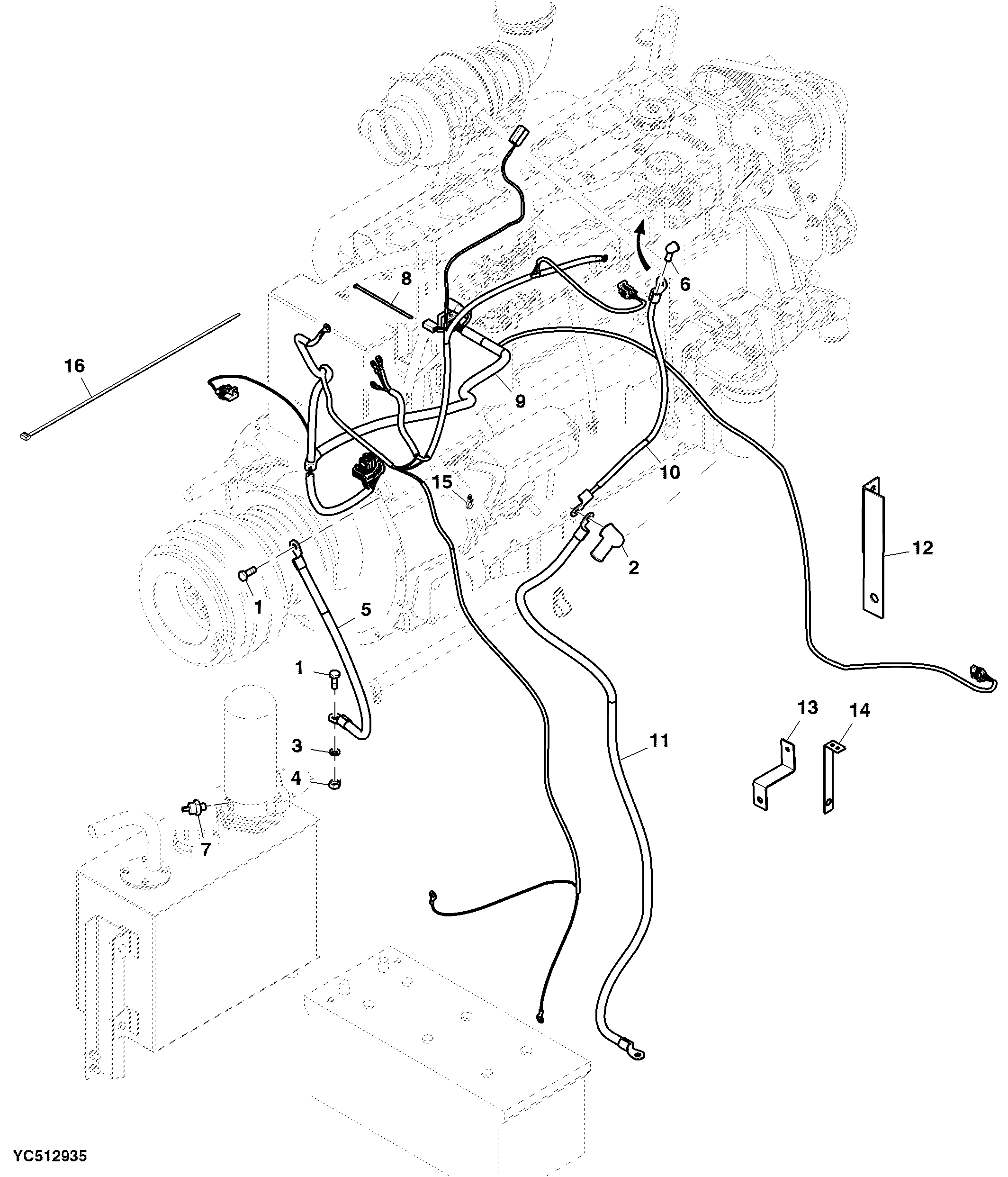 Engine and Battery Wiring Harness, Hydro Drive (Optional)