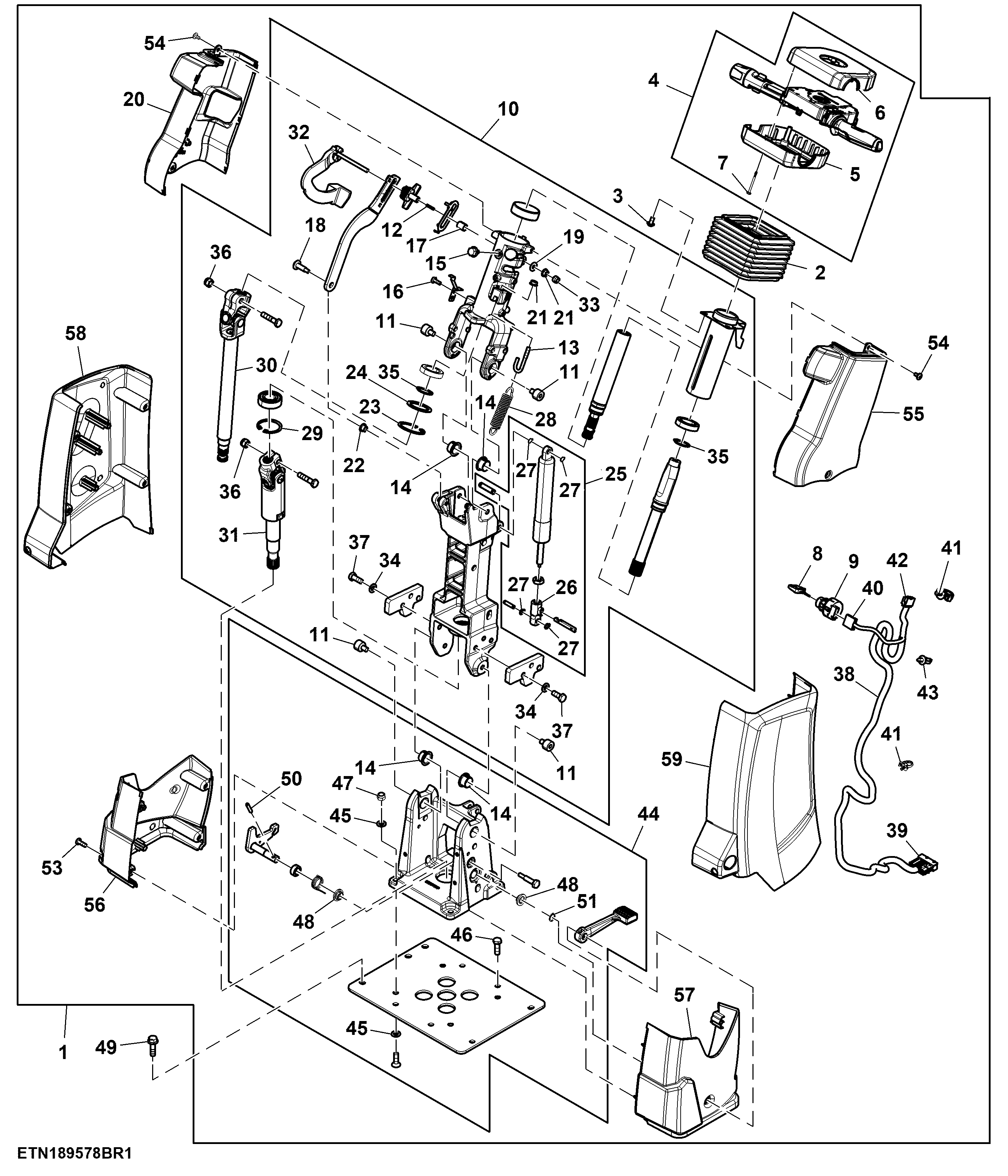 Steering Column, Dual Tilt W/ Single Wiper Control