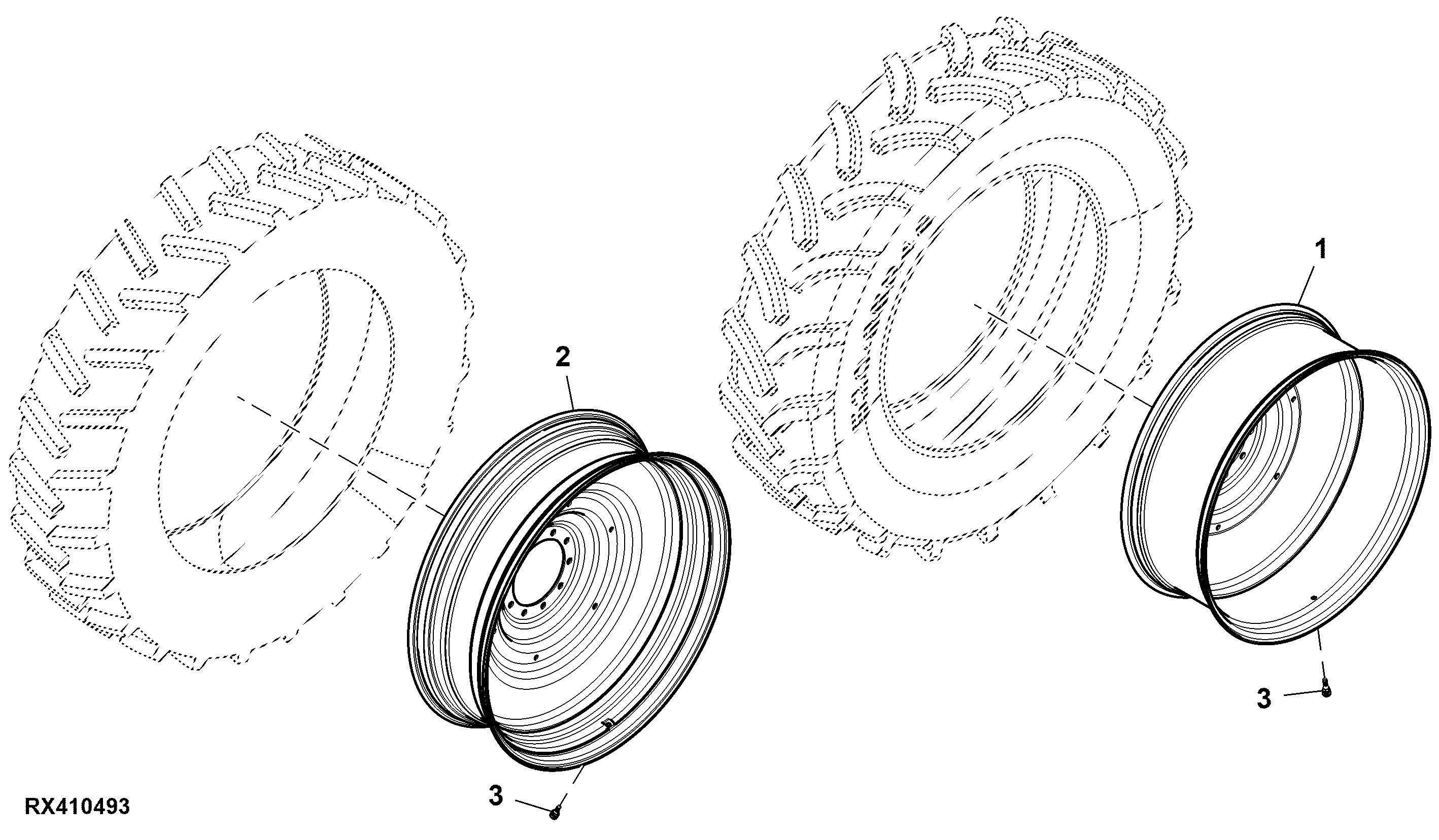 Triple Front Wheel, 2 Position, Group 48 Tires (LH Illustrated)