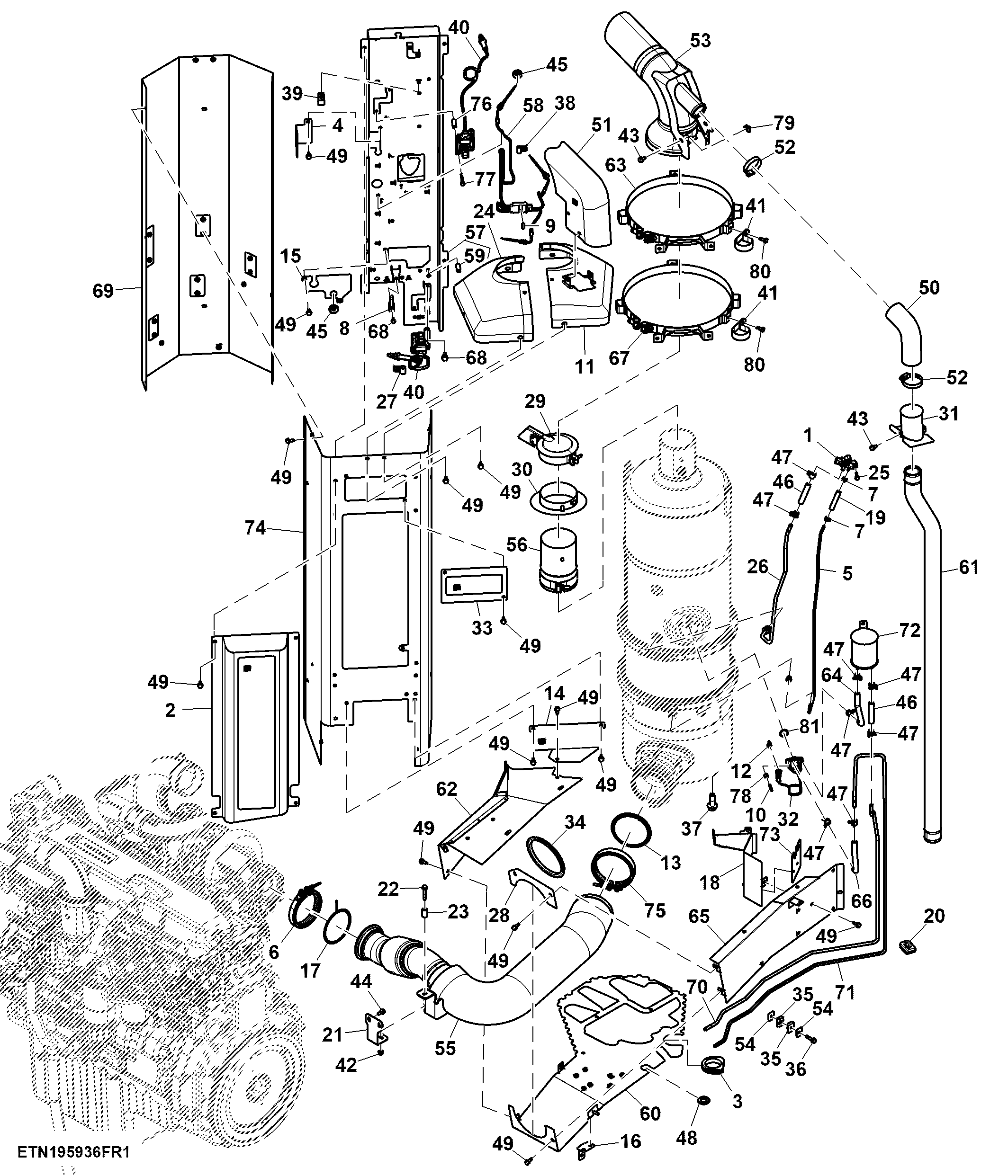 Exhaust Pipe 13.6 L, Single Turbo, FT4/ Stage 5 Engine
