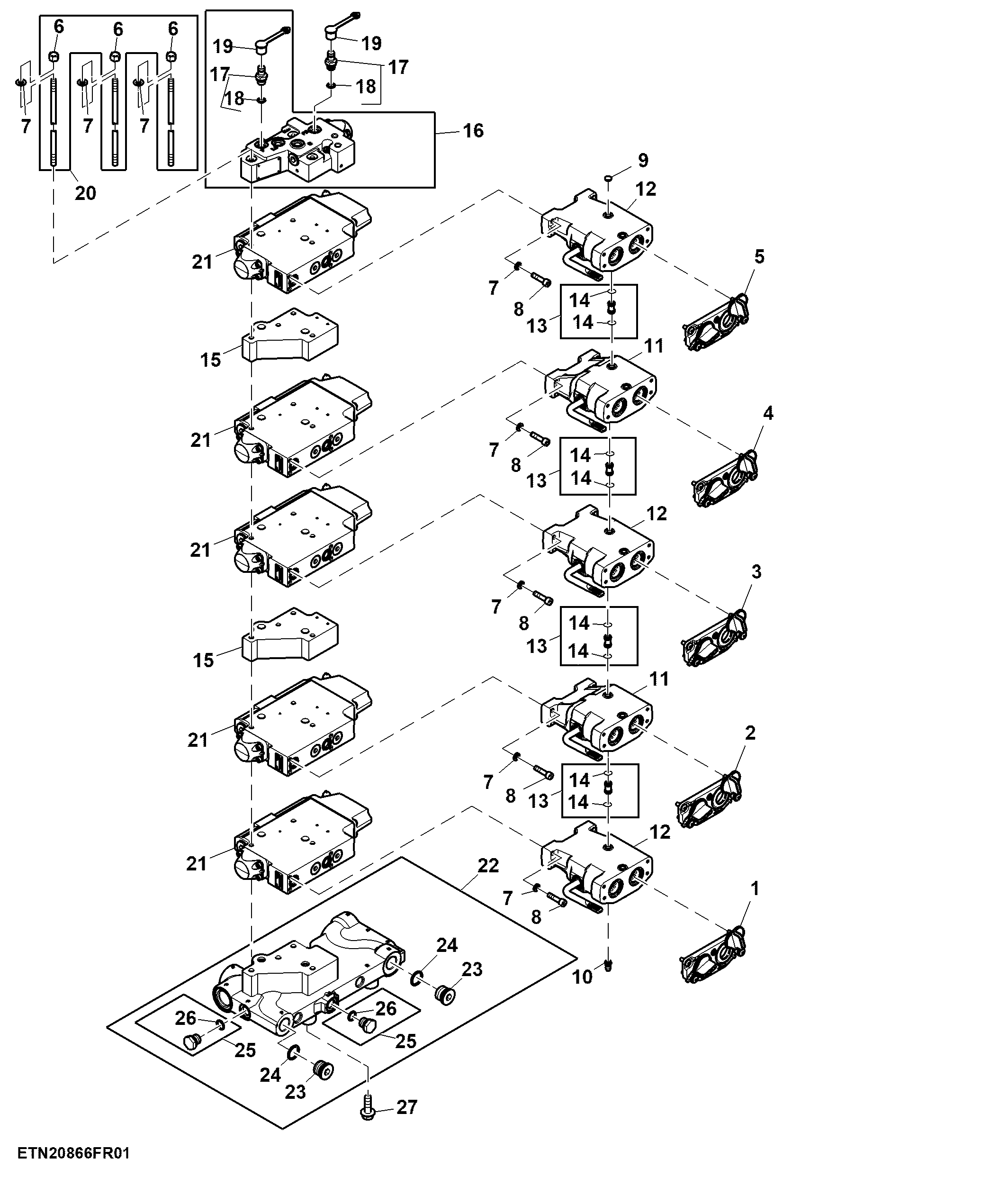 Selective Control Valve, 5 Rear SCV, W/O Hitch, Standard Flow, Single Reduction Axle