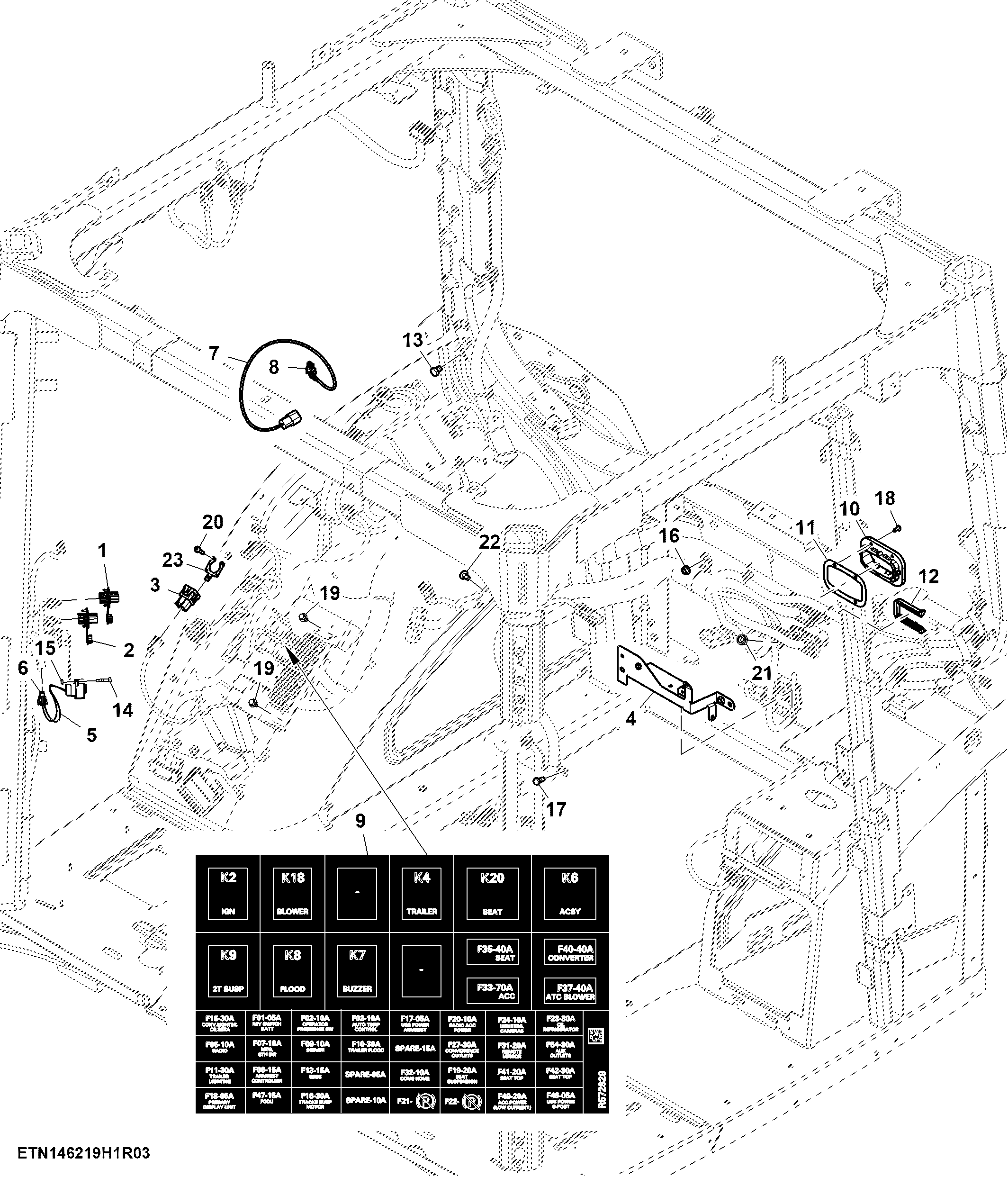 Mounting Parts, Cab Wiring Harness, Common Cab (1/3)