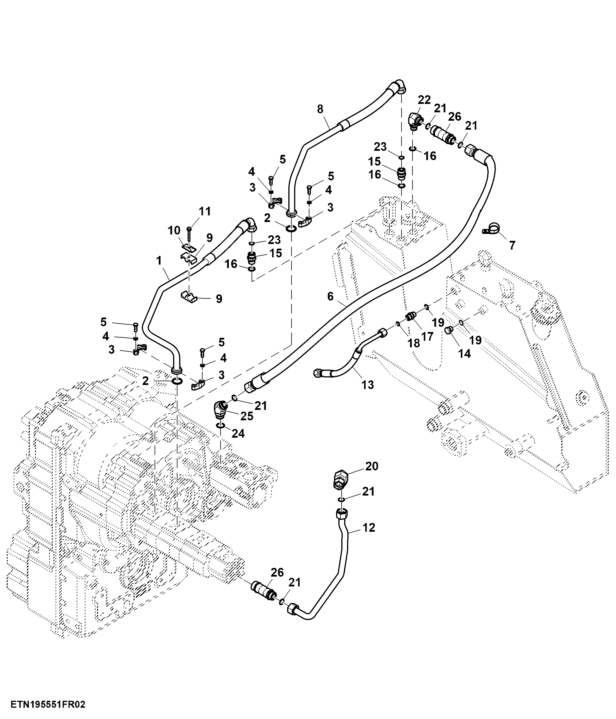 Oil Line, Standard Flow Pump, W/O PTO (2/2)