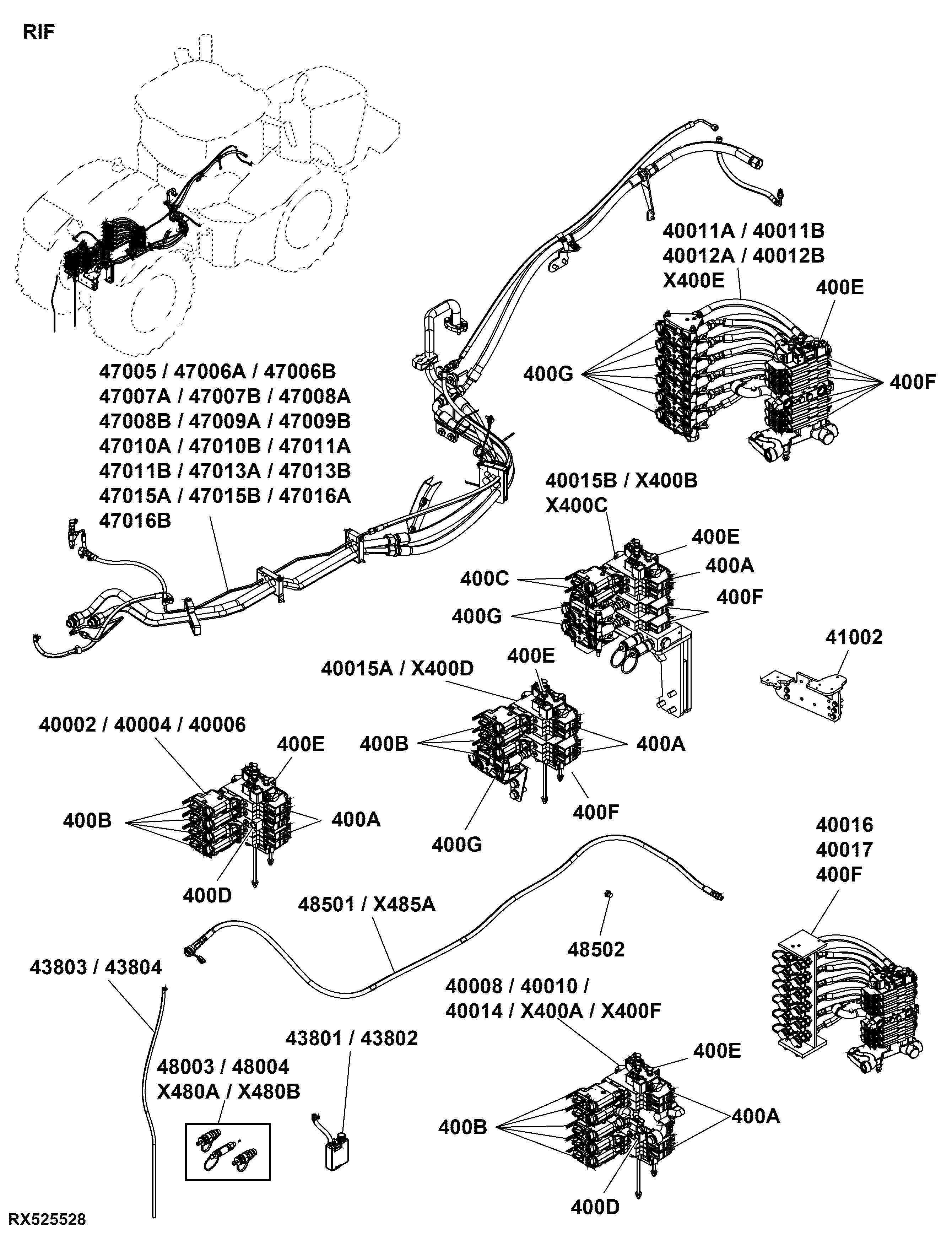 RIF Selective Control Valve and Hydraulic Couplers, Rear Implement