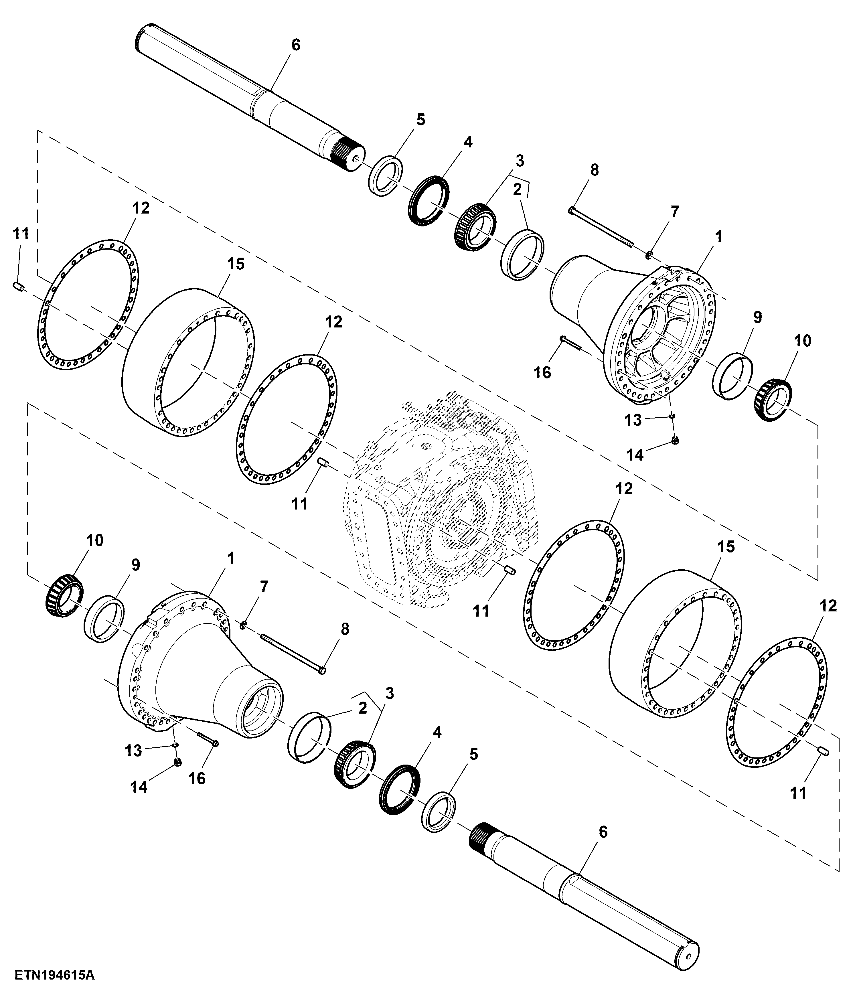 Front Axle, Flats, Double Reduction, 120 mm