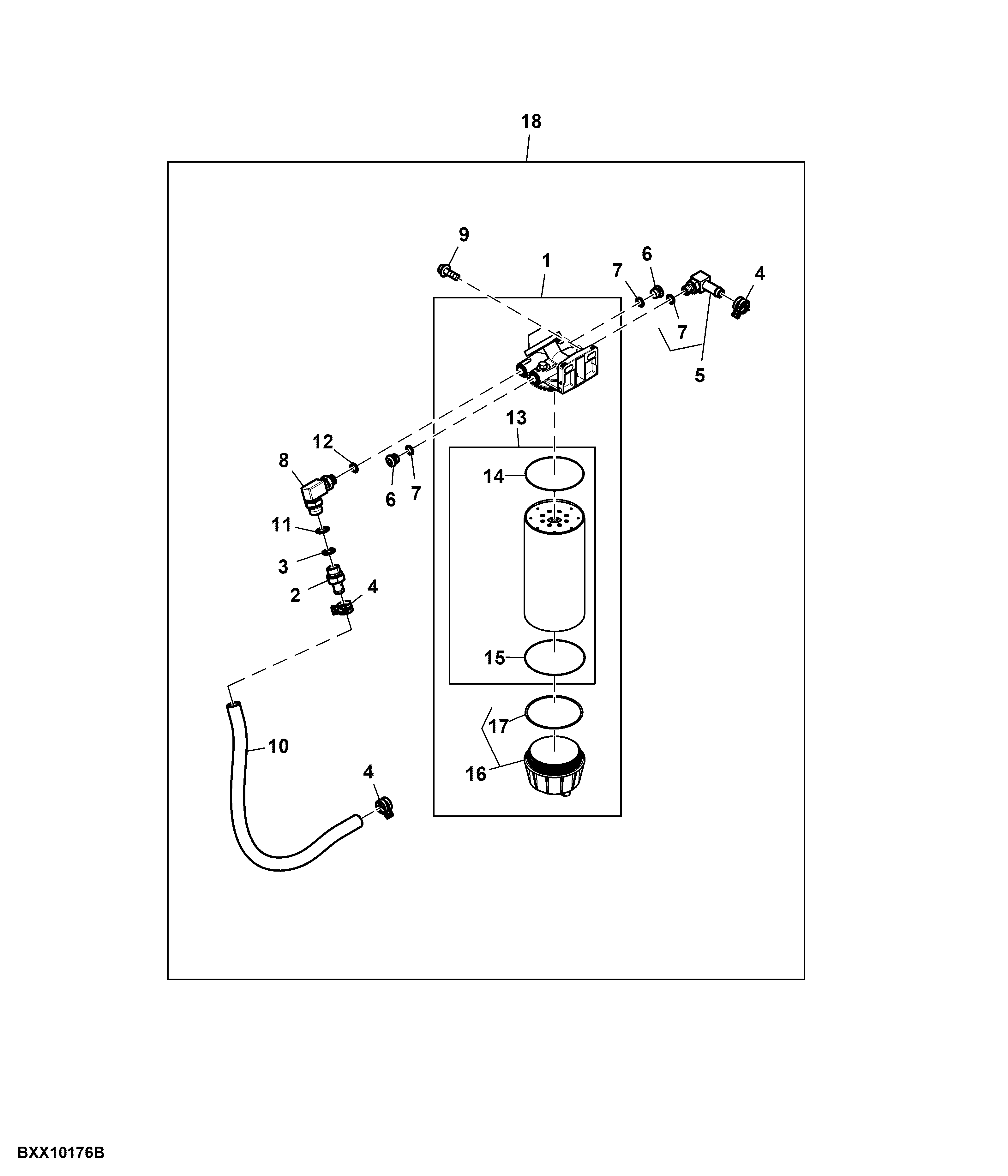 Fuel Water Separator, 13.5 L Engine, Attachment