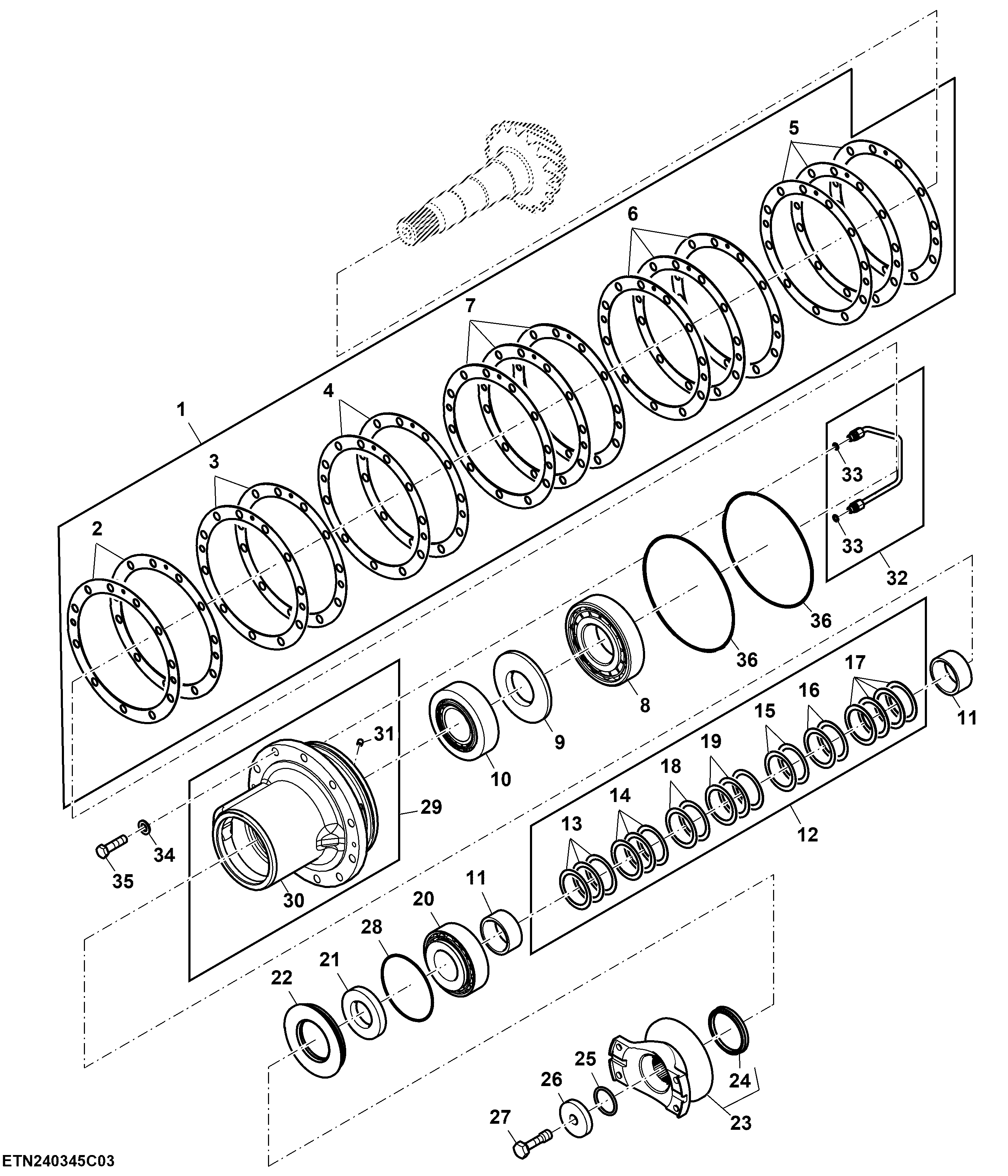Input Quill Assembly, Drive Shaft, 130 cc Steering Pump