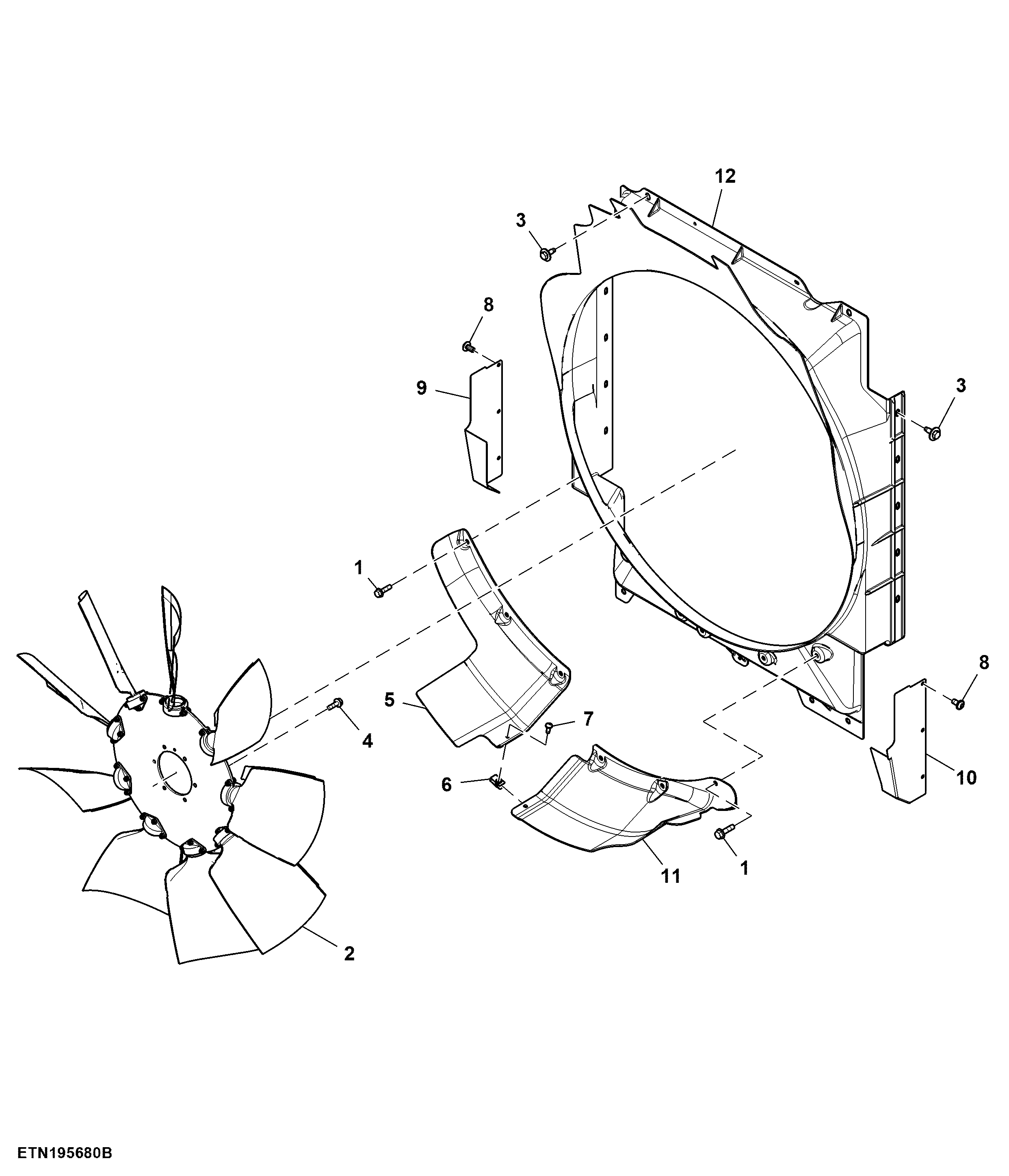 Fan and Shroud Assembly, 13.6 L, T3/ FT4/ Stage 5 Engine