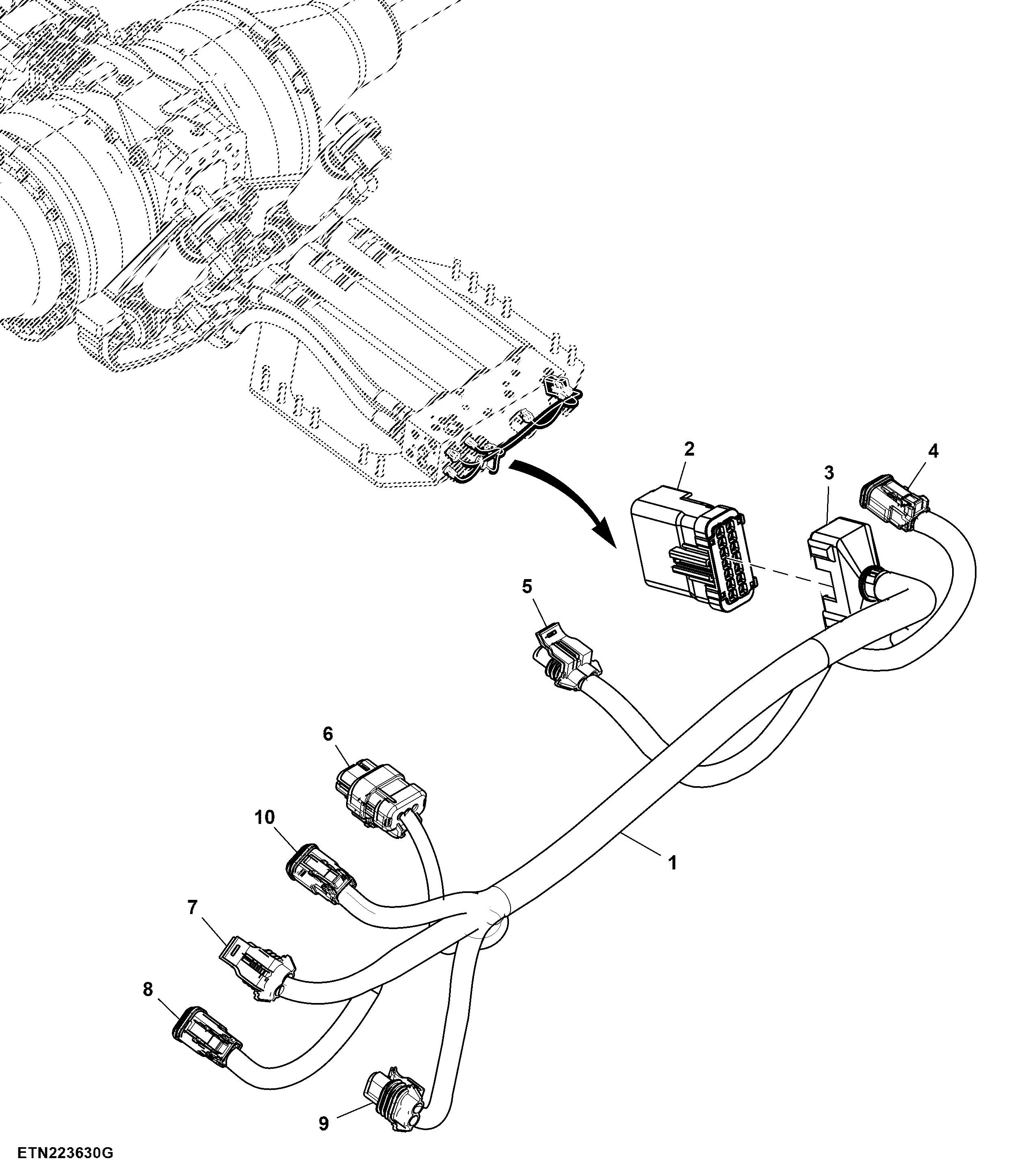 Wiring Harness, Front Axle Suspension, Double Reduction
