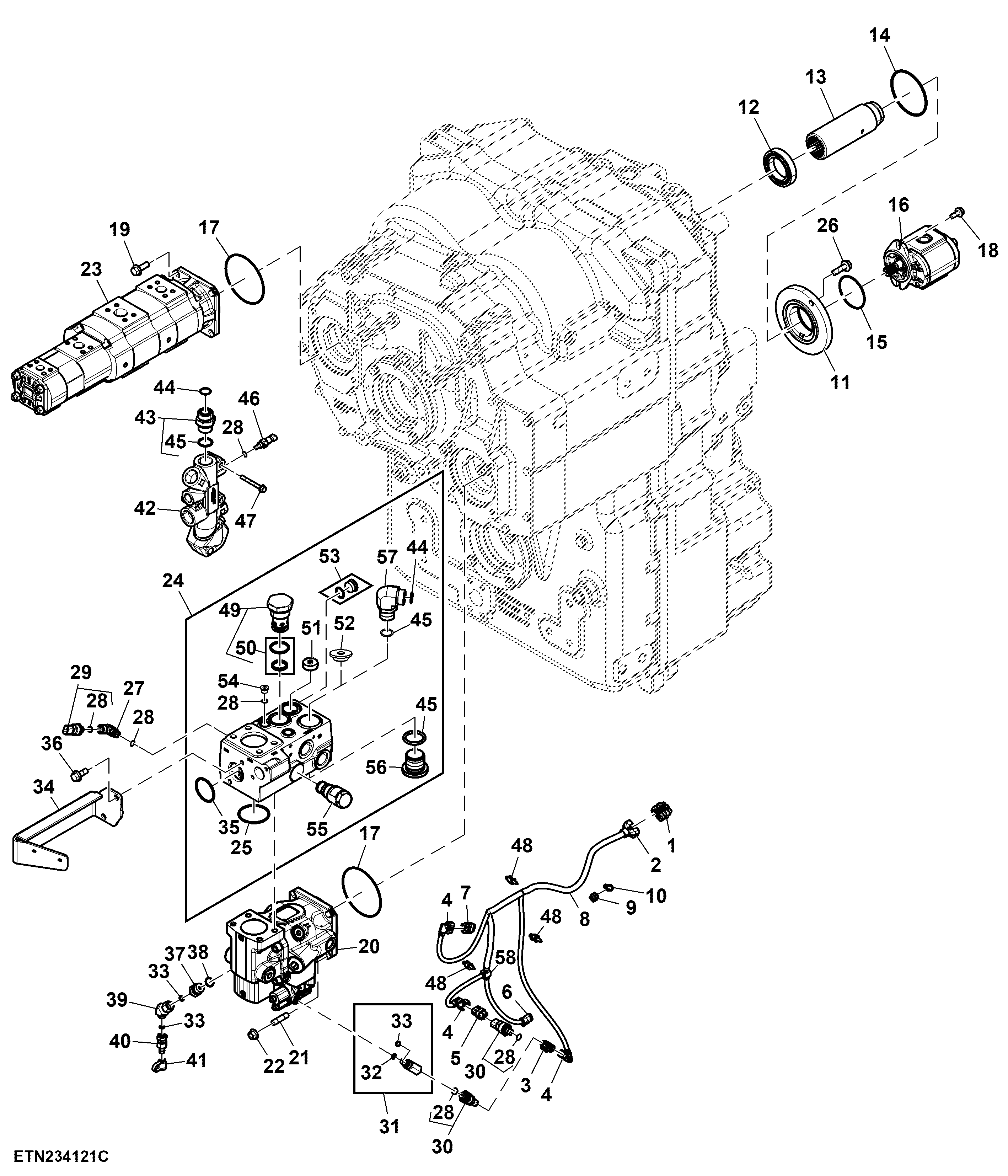 Hydraulic Pump, W/O Rear PTO, Standard Flow
