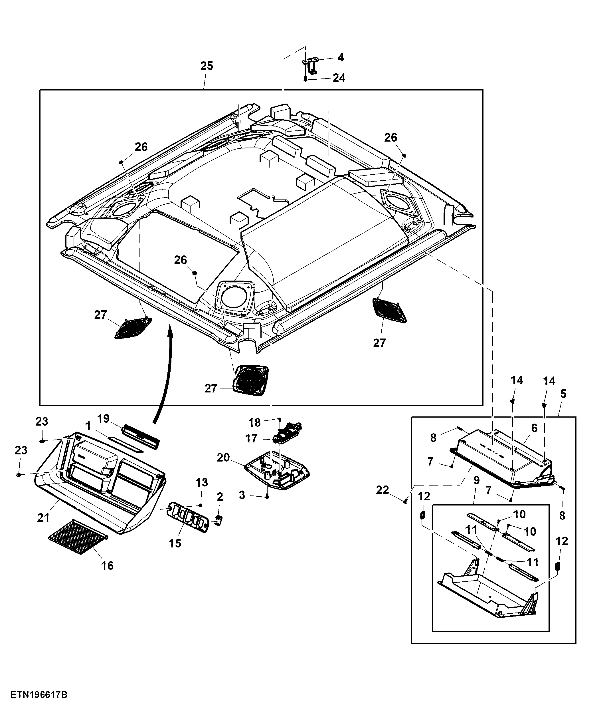 Headliner, W/ B-Post, W/ Bosch Radio, W/ Bluetooth Microphone