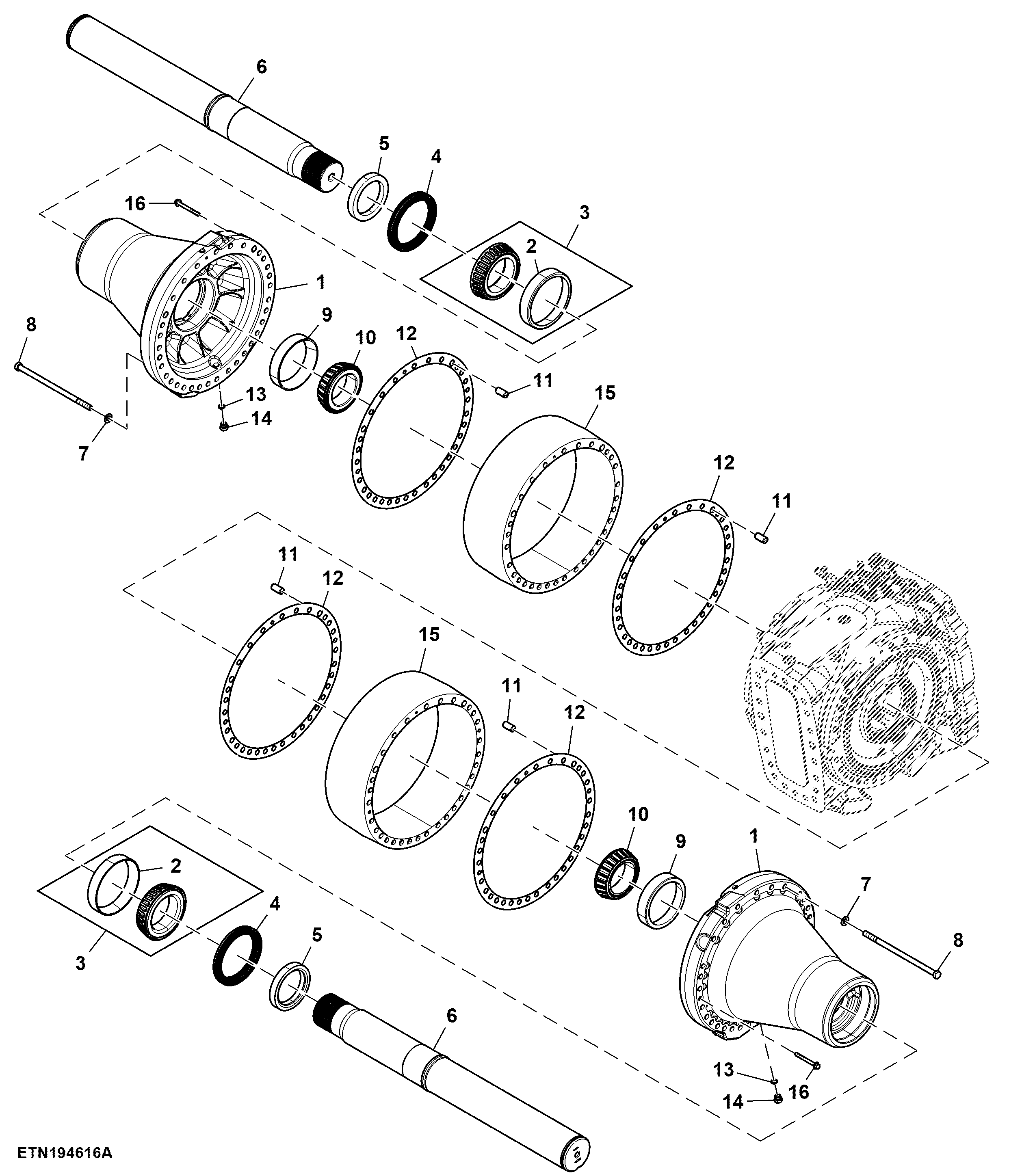 Front Axle, Rack and Pinion, Double Reduction, 120 mm