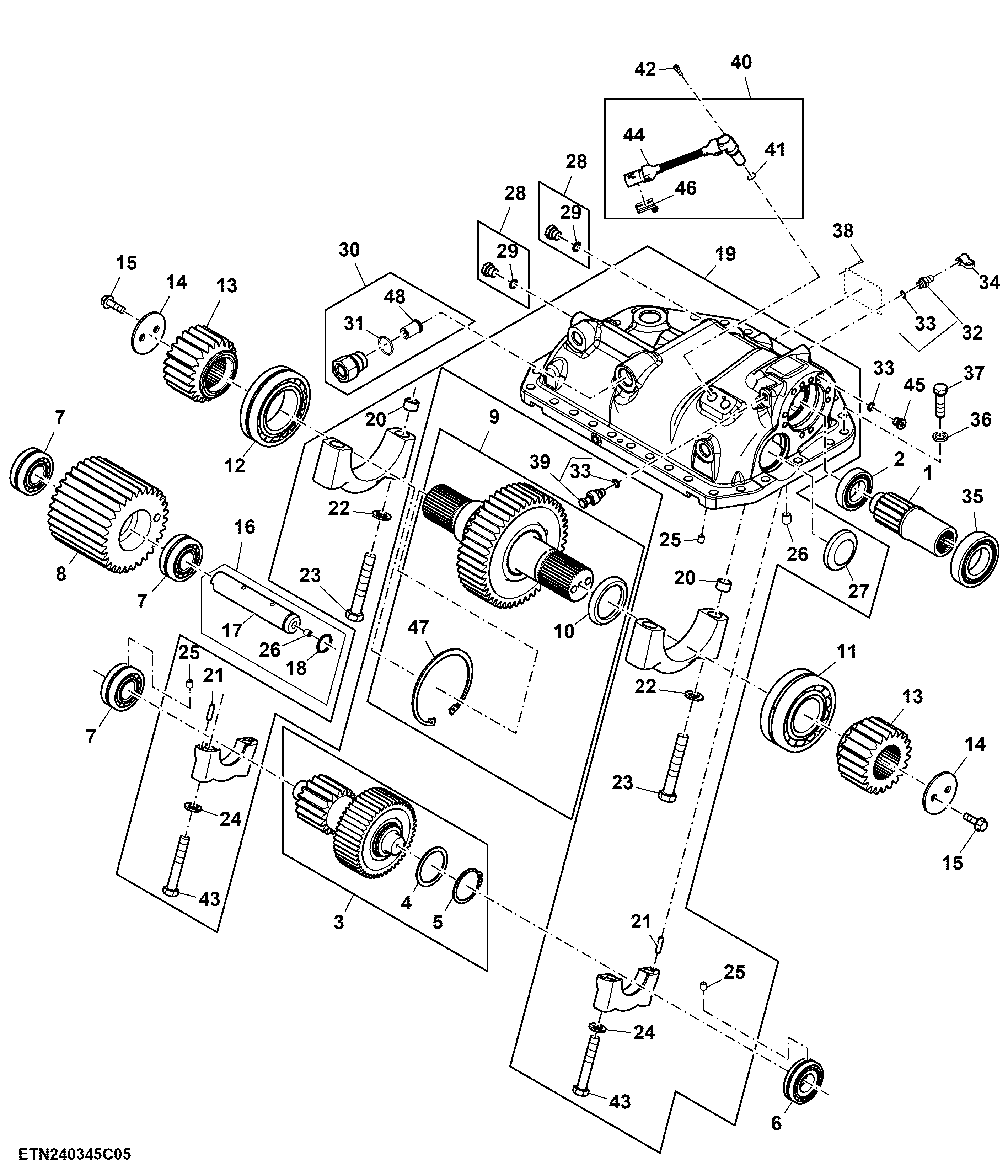 Upper Differential Carrier, 130 cc Steering Pump