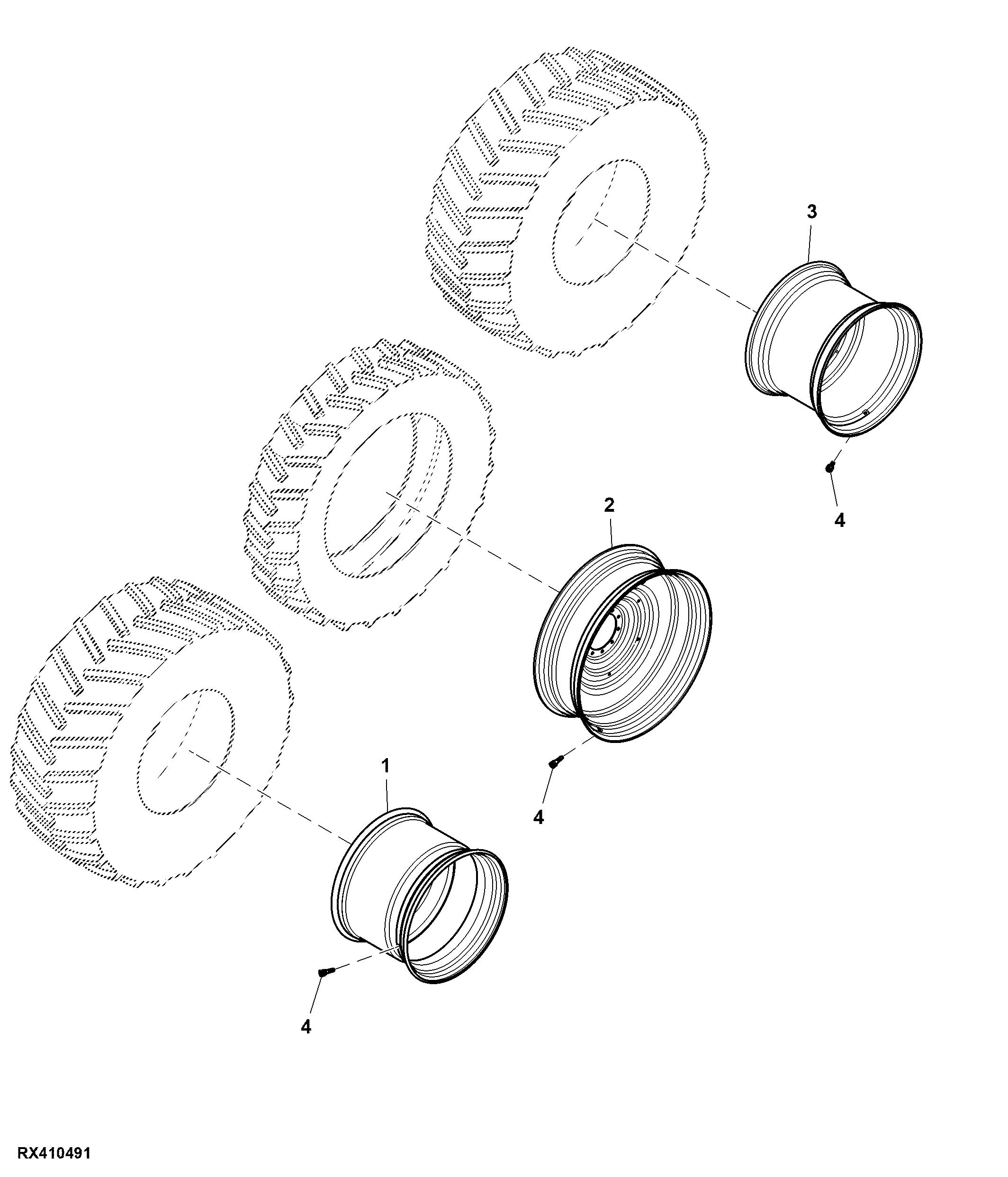 Dual Front Wheel, 2 Position, Group 48 Tires, LH Illustrated