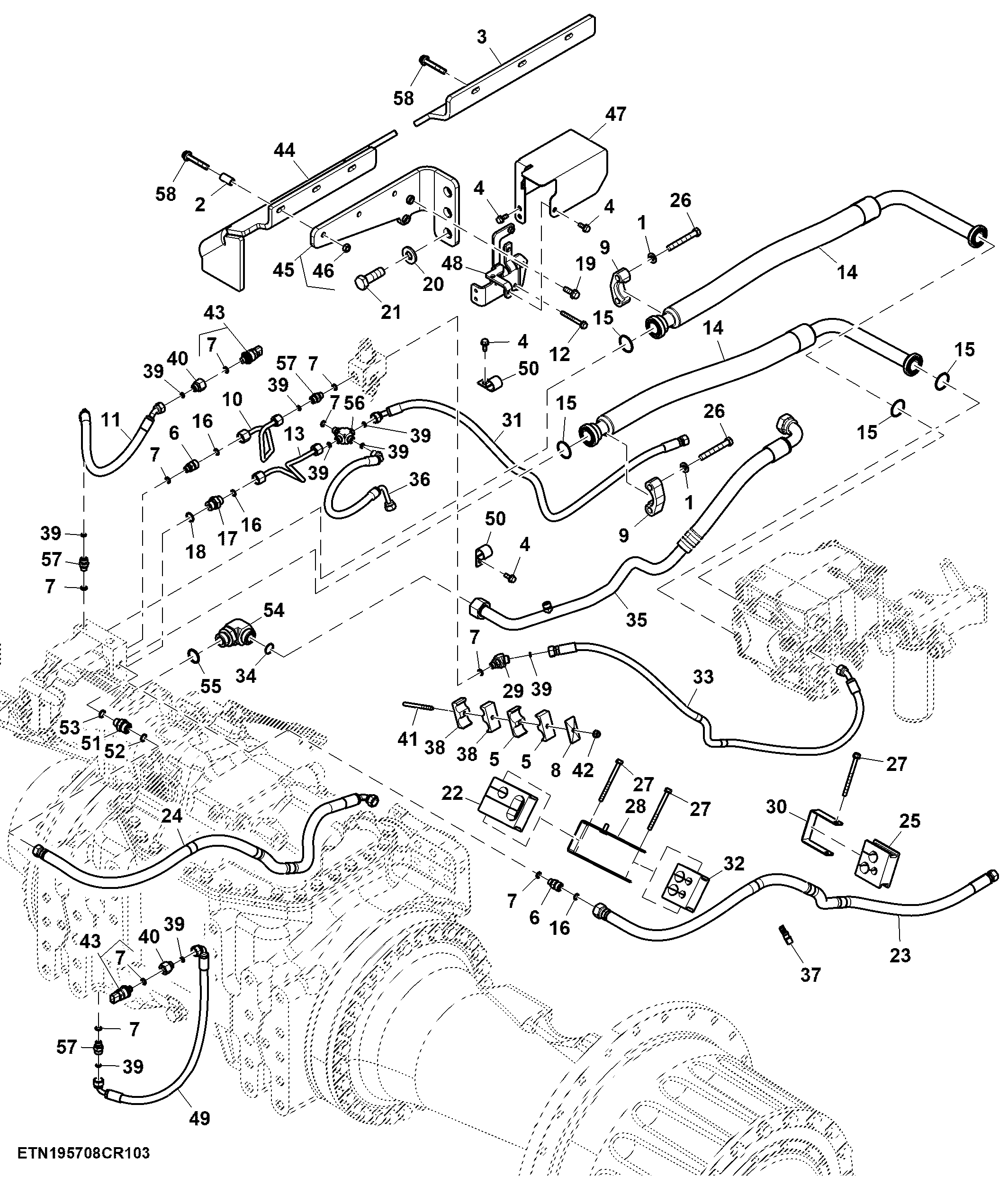 Oil Line, Steering Pump, W/O Hitch, 130 cc (2/2)