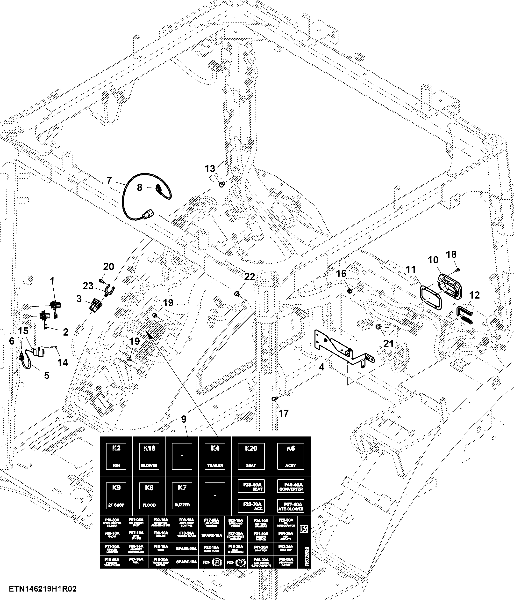Mounting Parts, Cab Wiring Harness, Common Cab (1/3)