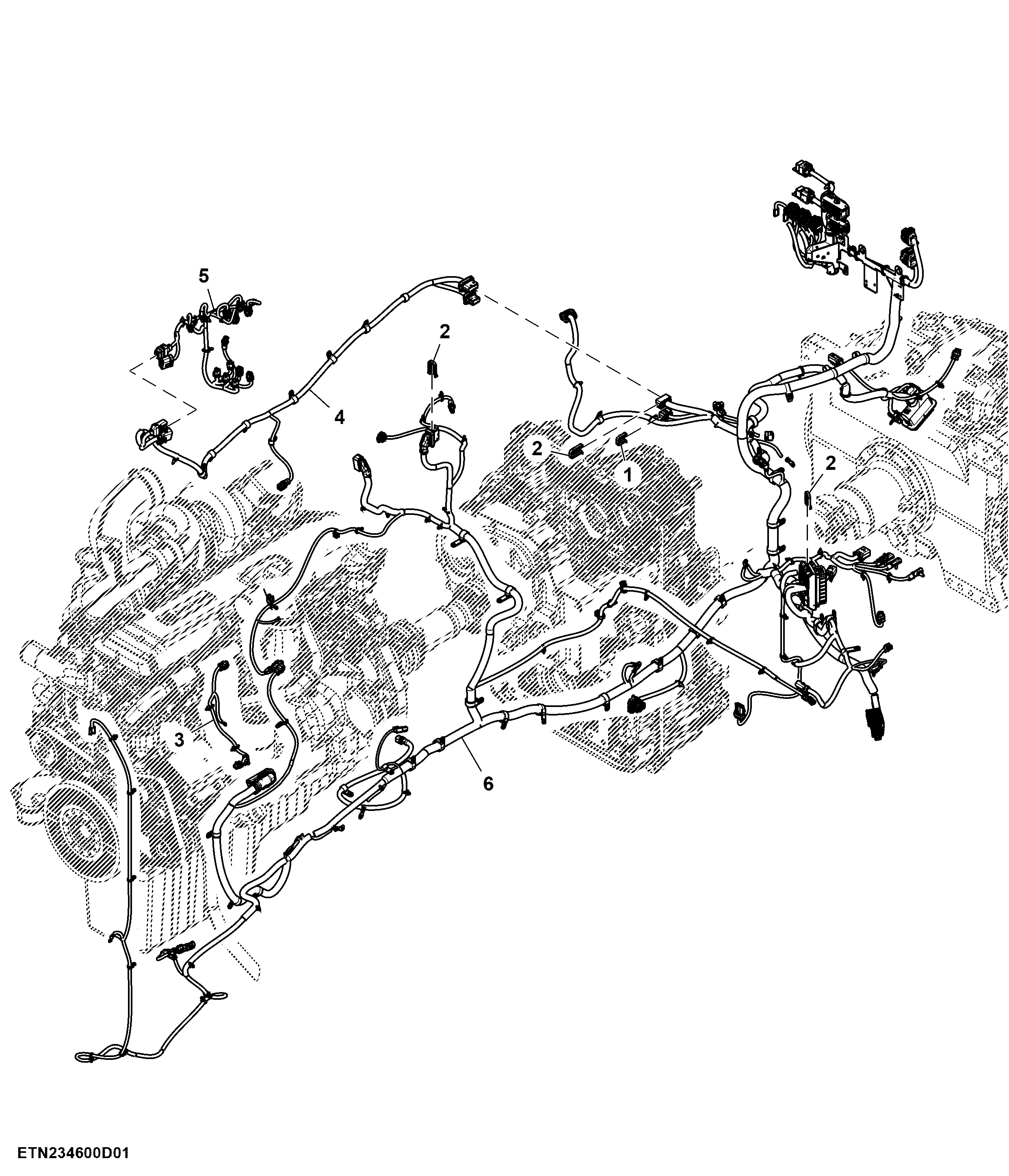 Wiring Harness, Chassis, W/ ACS™, 13.6 L, T2 / T3 Engine (1/4)