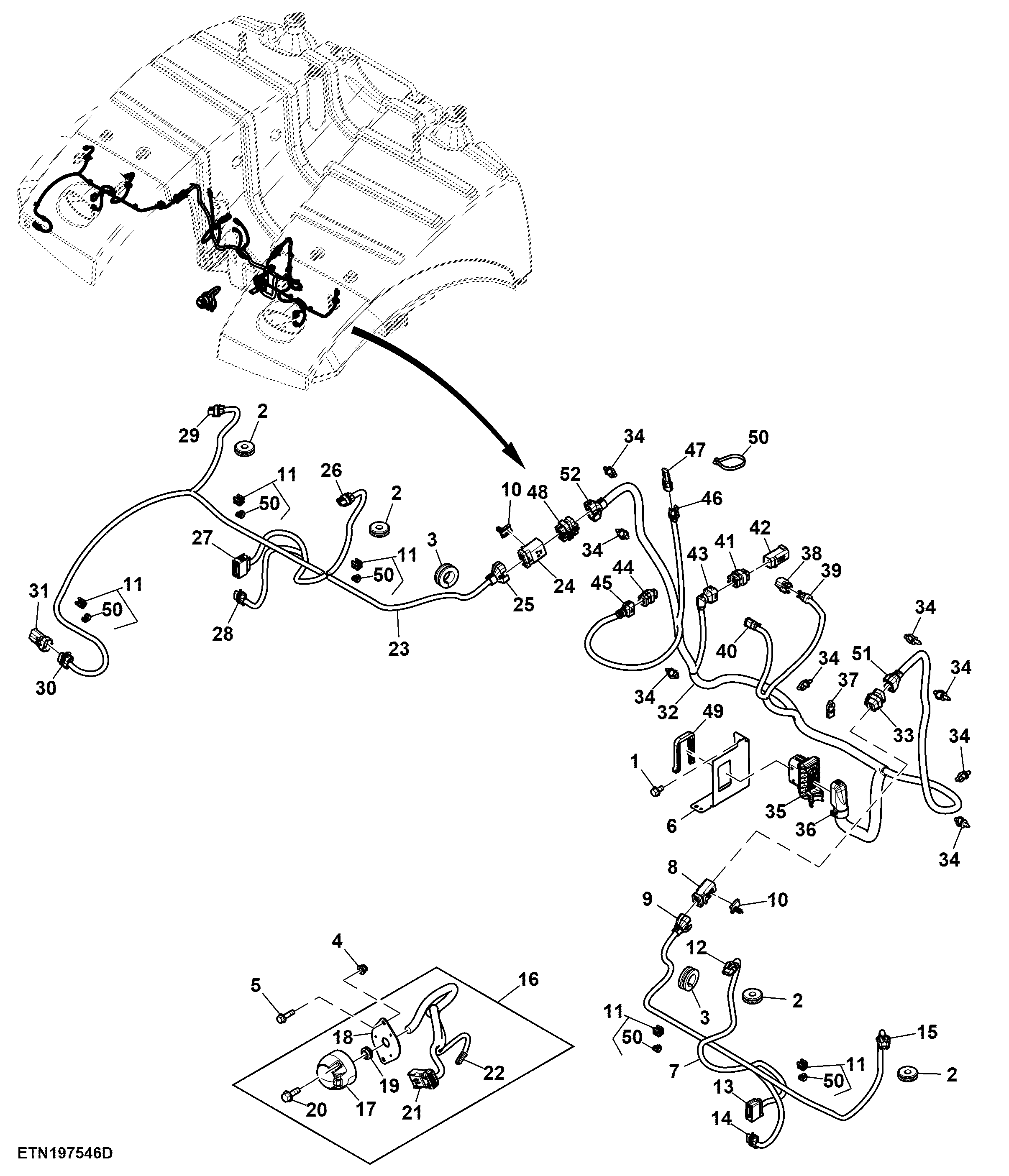 Chassis Wiring Harness, Driving Lights Extension (For EU and EAEU)