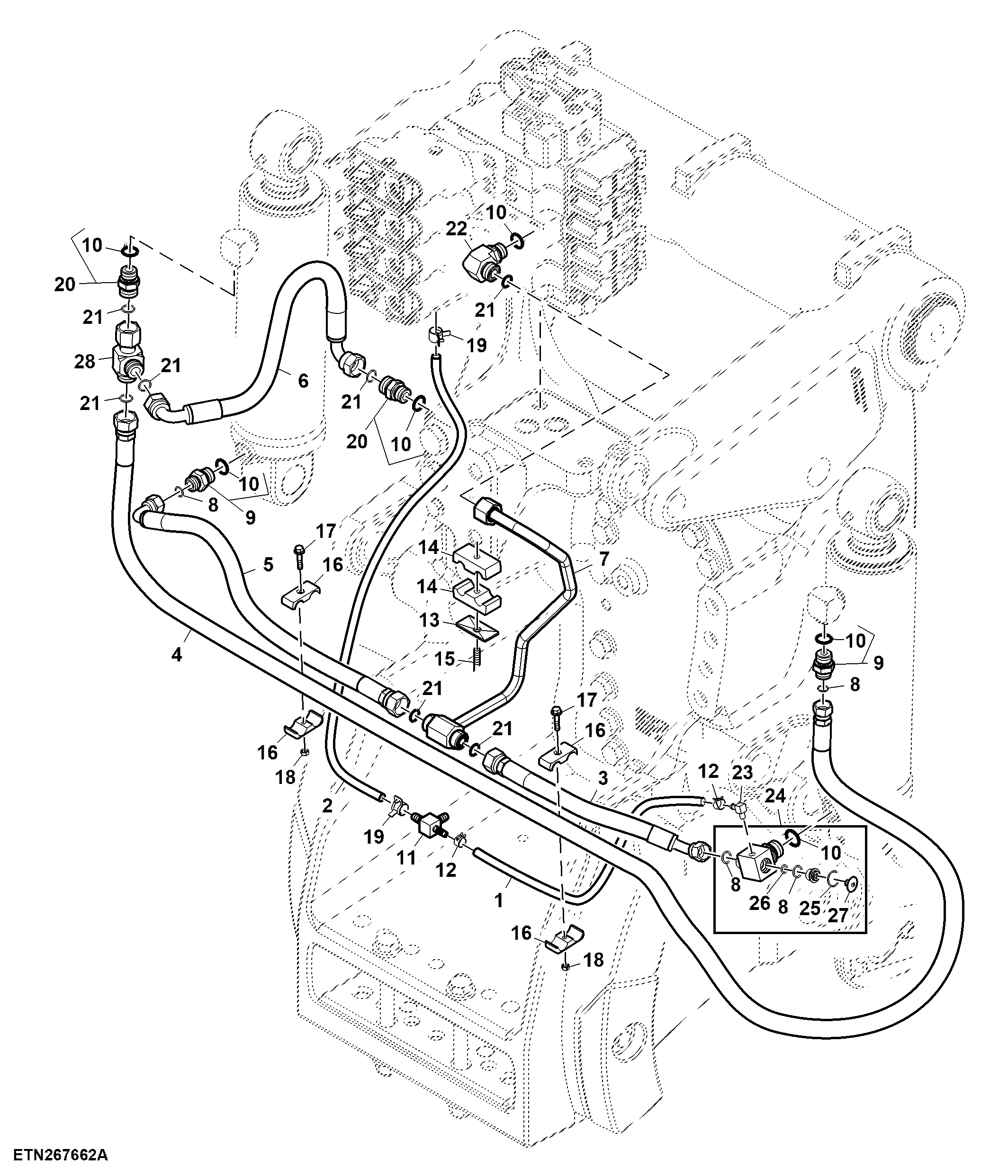 Hydraulic Lines, Rear Hitch, Double Reduction Axle